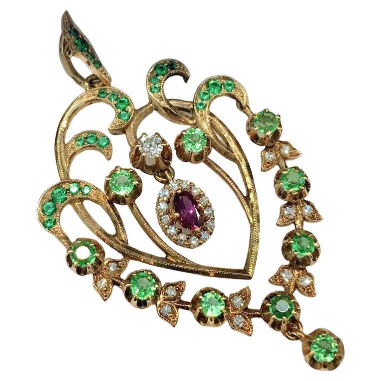 Antique Demantoid Gold Pendant