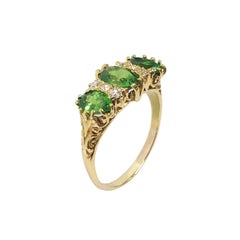 Antique Demantoid Green Garnet and Diamond Ring