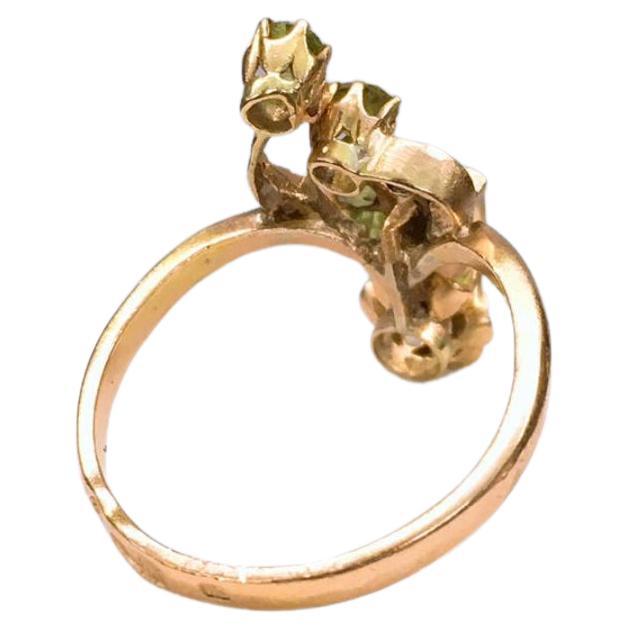 Women's Antique Demantoid Russian Gold Ring For Sale