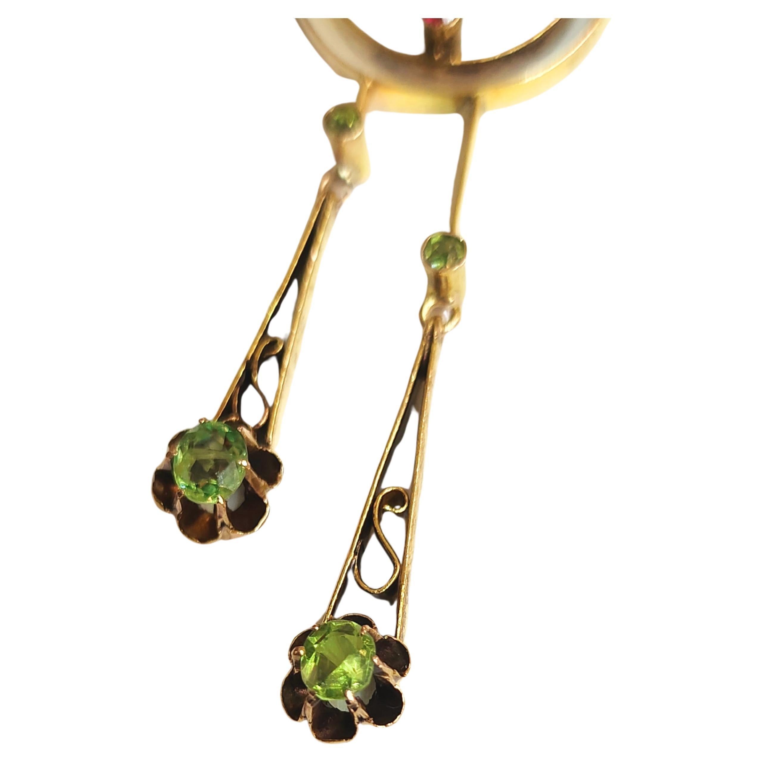 Women's Antique Demantoied Russian Gold Pendant For Sale