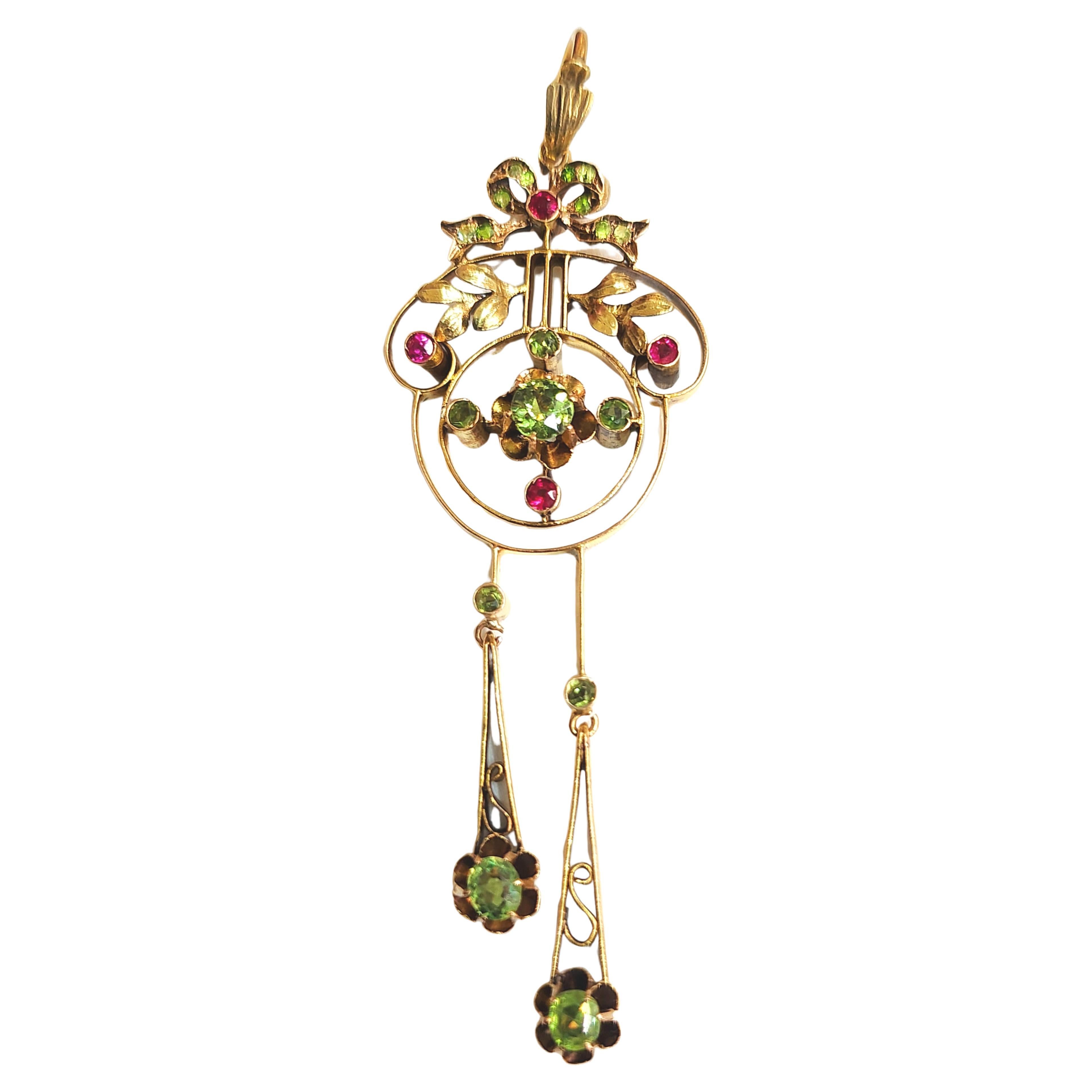 Antique Demantoied Russian Gold Pendant For Sale