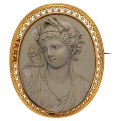 Antique Demeter Lava Cameo Brooch