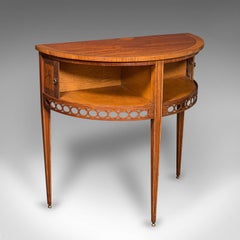 Antique Demilune Crystal Cabinet, English, Table, Georgian Revival, Victorian