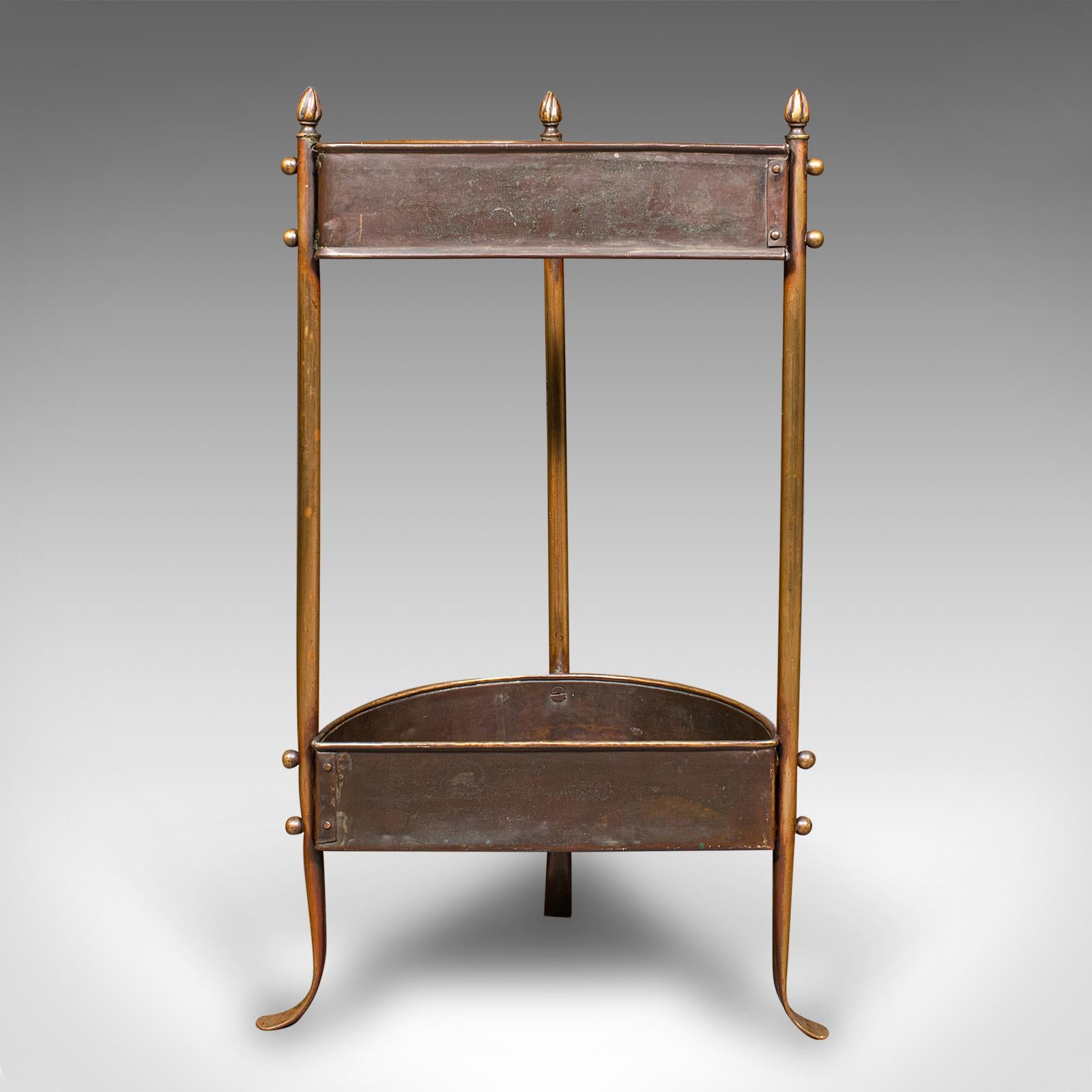 Antico Loop a bastone Demi-Lune, ottone inglese, supporto per sala, Art Nouveau, vittoriano In condizioni buone in vendita a Hele, Devon, GB