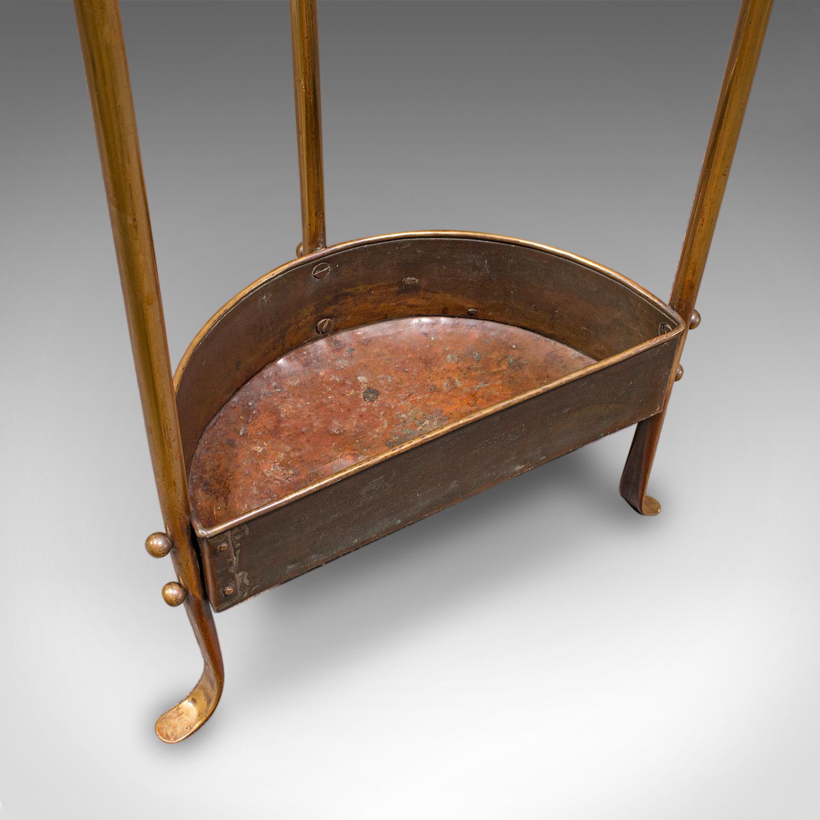 Antico Loop a bastone Demi-Lune, ottone inglese, supporto per sala, Art Nouveau, vittoriano in vendita 2