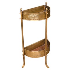Antico Loop a bastone Demi-Lune, ottone inglese, supporto per sala, Art Nouveau, vittoriano