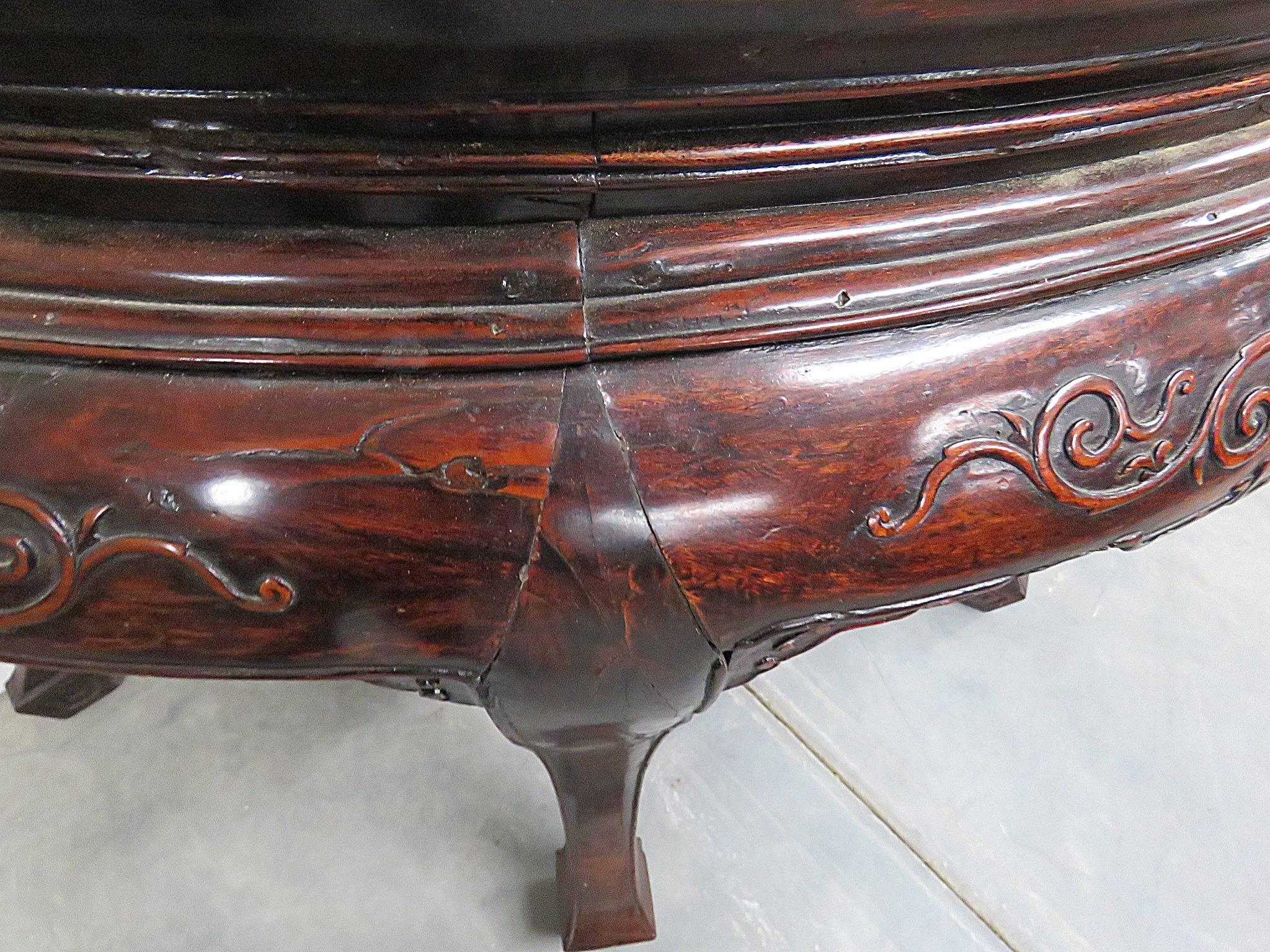 Antique 1880s Era Chinese Carved Demilune Console Sofa Table  4