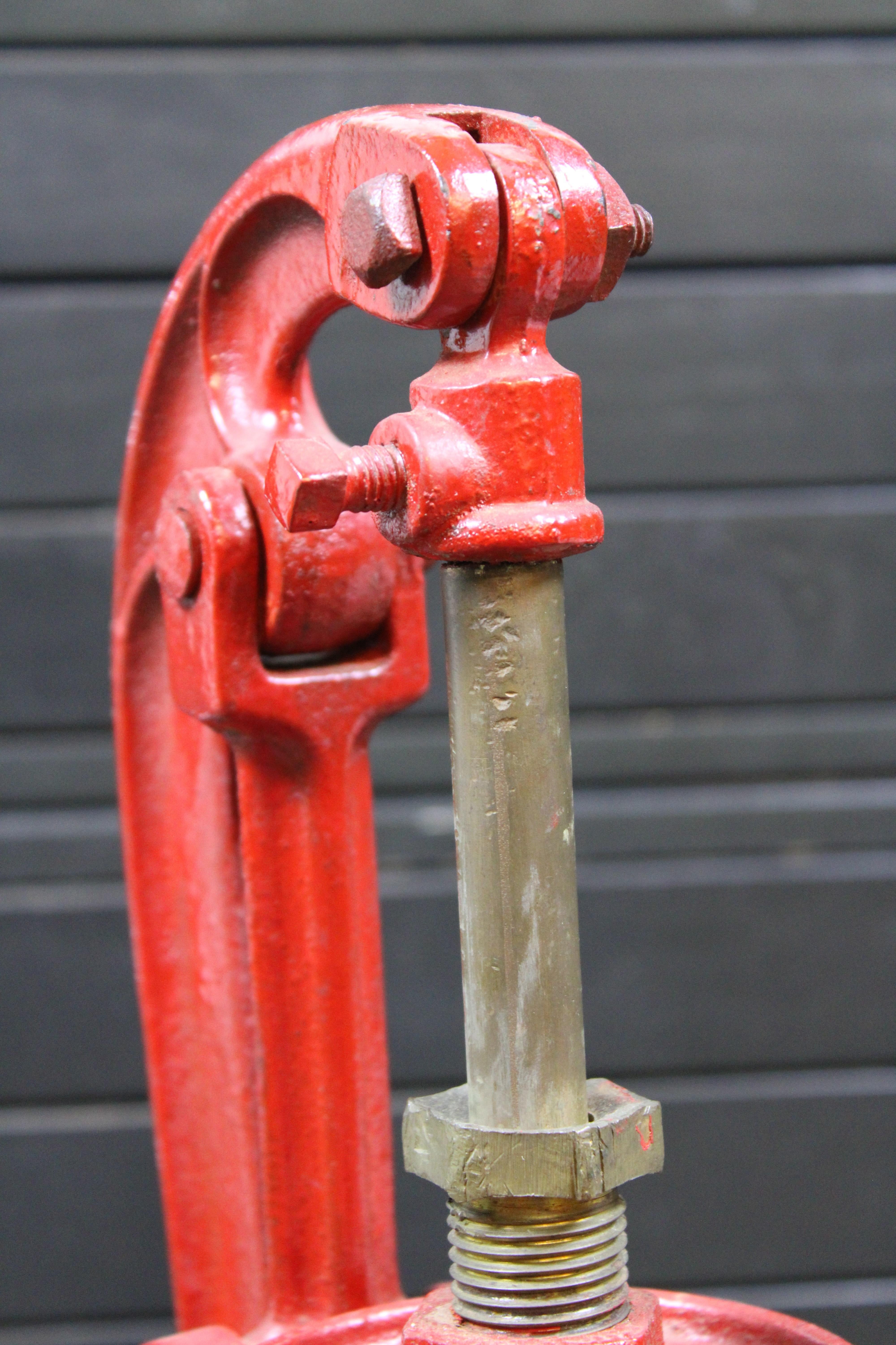 Antique Dempster #5 Red Cast Iron Hand Water Well Farm Pump w Brass Spigot 2