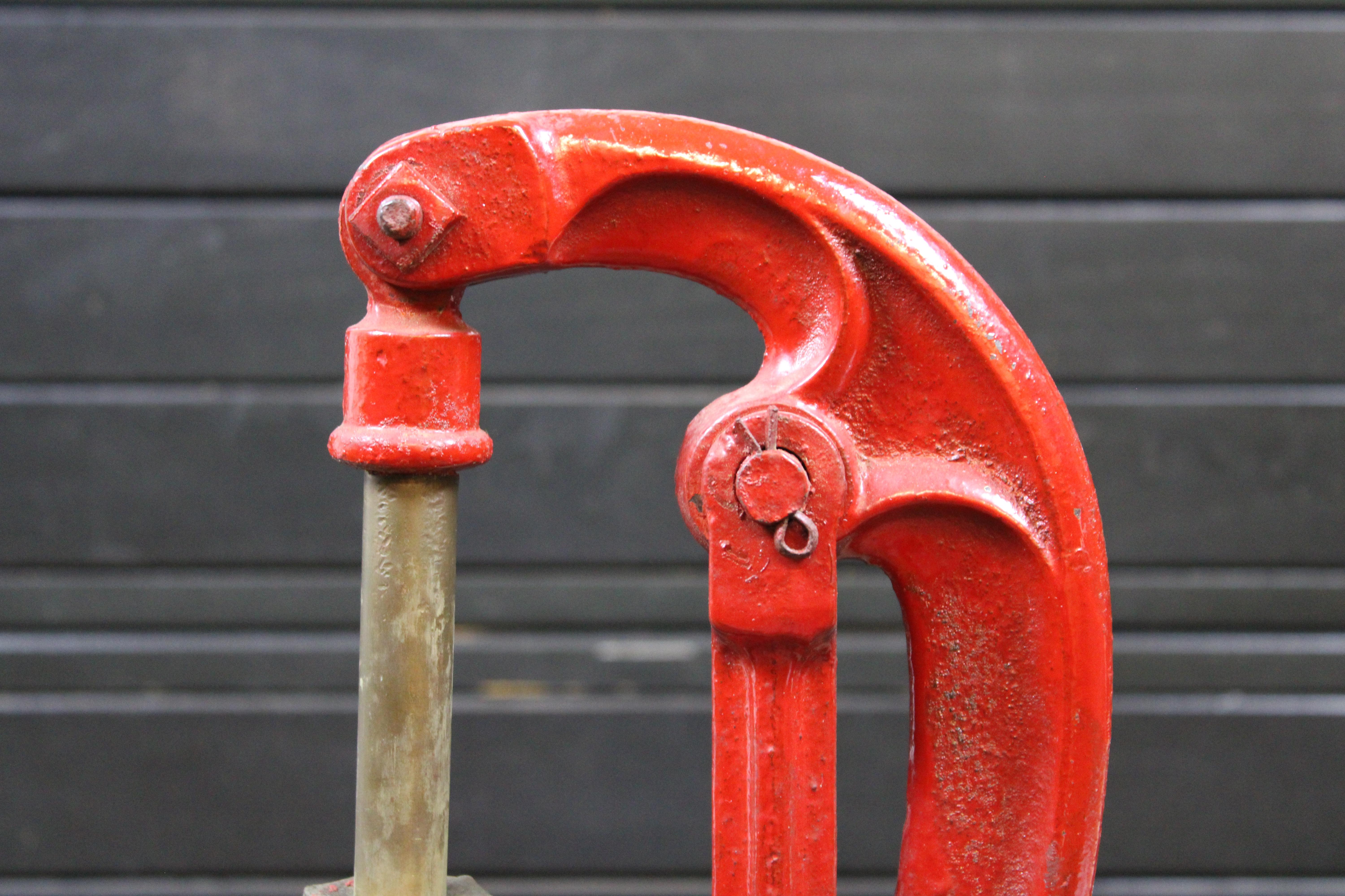 Antique Dempster #5 Red Cast Iron Hand Water Well Farm Pump w Brass Spigot 3