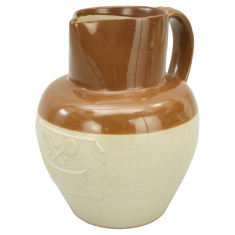 Antique Denby Pottery Tennis, Rackets Lemonade Jug, c. 1890 For Sale at 1stDibs