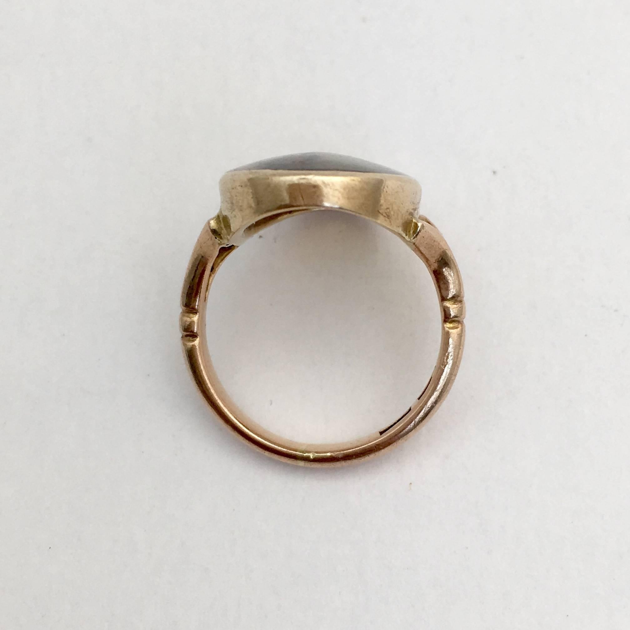 Women's or Men's Antique Dendritic Tree Agate Gold Ring Edwardian Natural Moss Vintage Signet