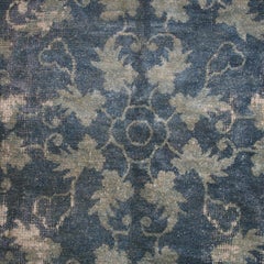 Antique Denim Blue Chinese Rug with Tone on Tone Scrolling Leaf Pattern