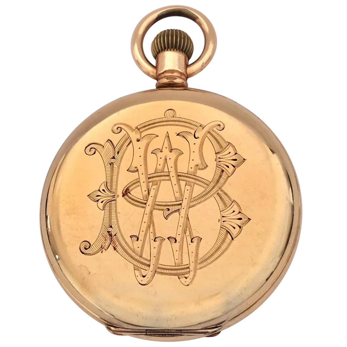 Antique Dennison Case Full Hunter Royal A.W.W. Co. Waltham Mass Pocket Watch