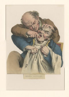 Antique Dentistry Caricature of a Dentist extracting a Tooth, circa 1895