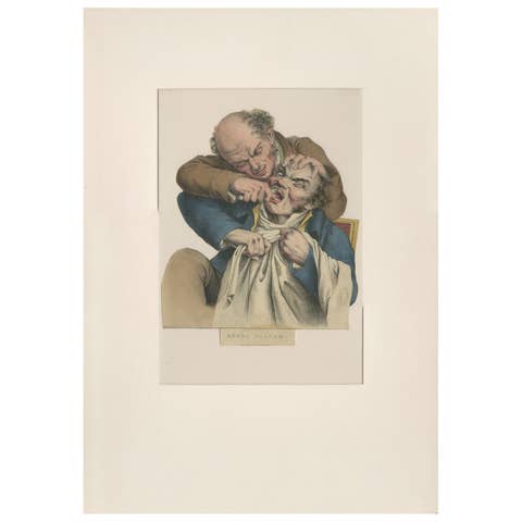 Antique Dentistry Caricature of a Dentist extracting a Tooth, circa 1895