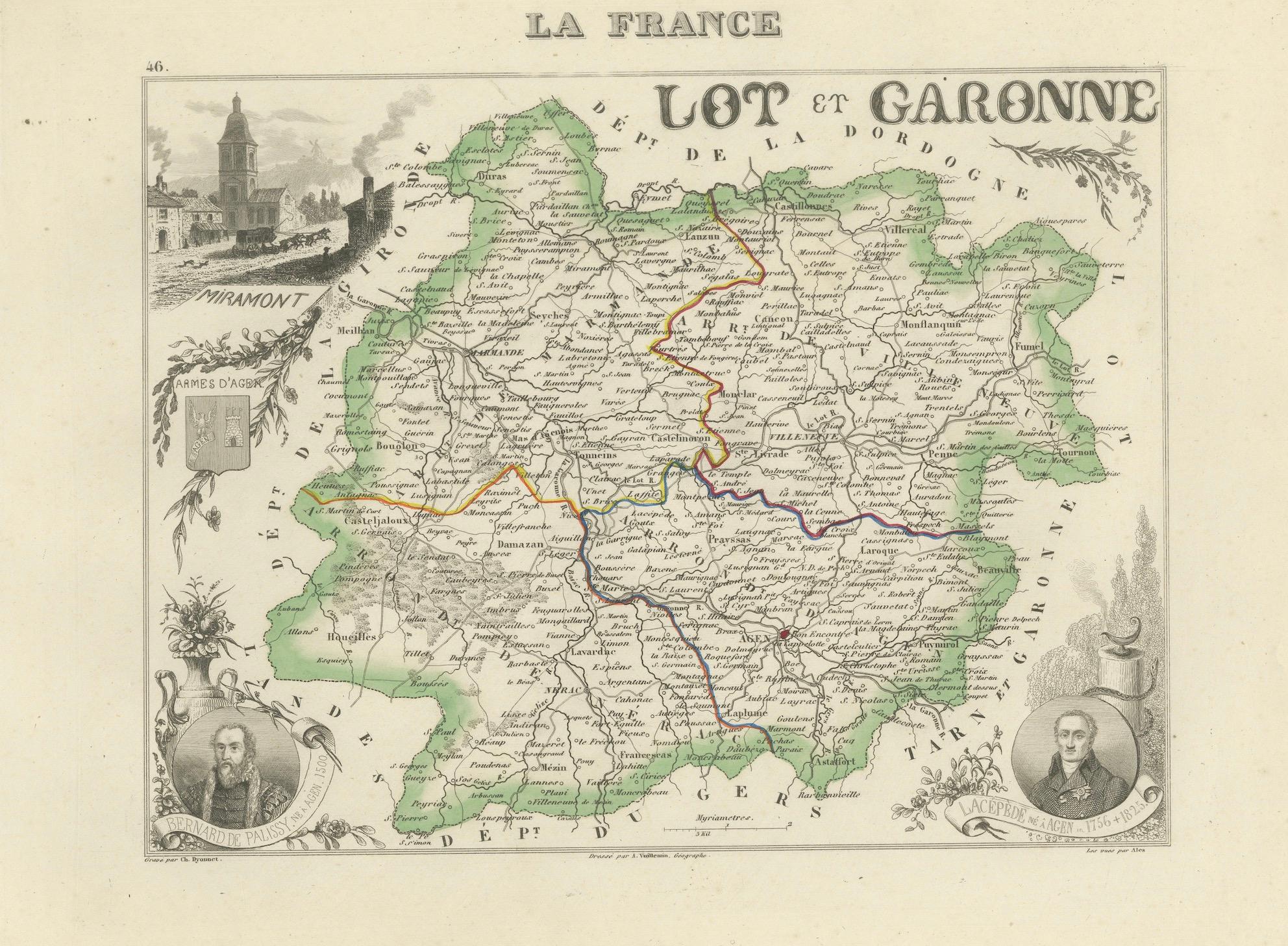 Carte départementale ancienne - Lot-et-Garonne, France par Levasseur, c.1850

Cette carte décorative et historique du département français du Lot-et-Garonne a été créée par Victor Levasseur et publiée vers 1850 dans son célèbre atlas 