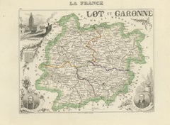 Carte départementale ancienne - Lot-et-Garonne, France par Levasseur, c.1850
