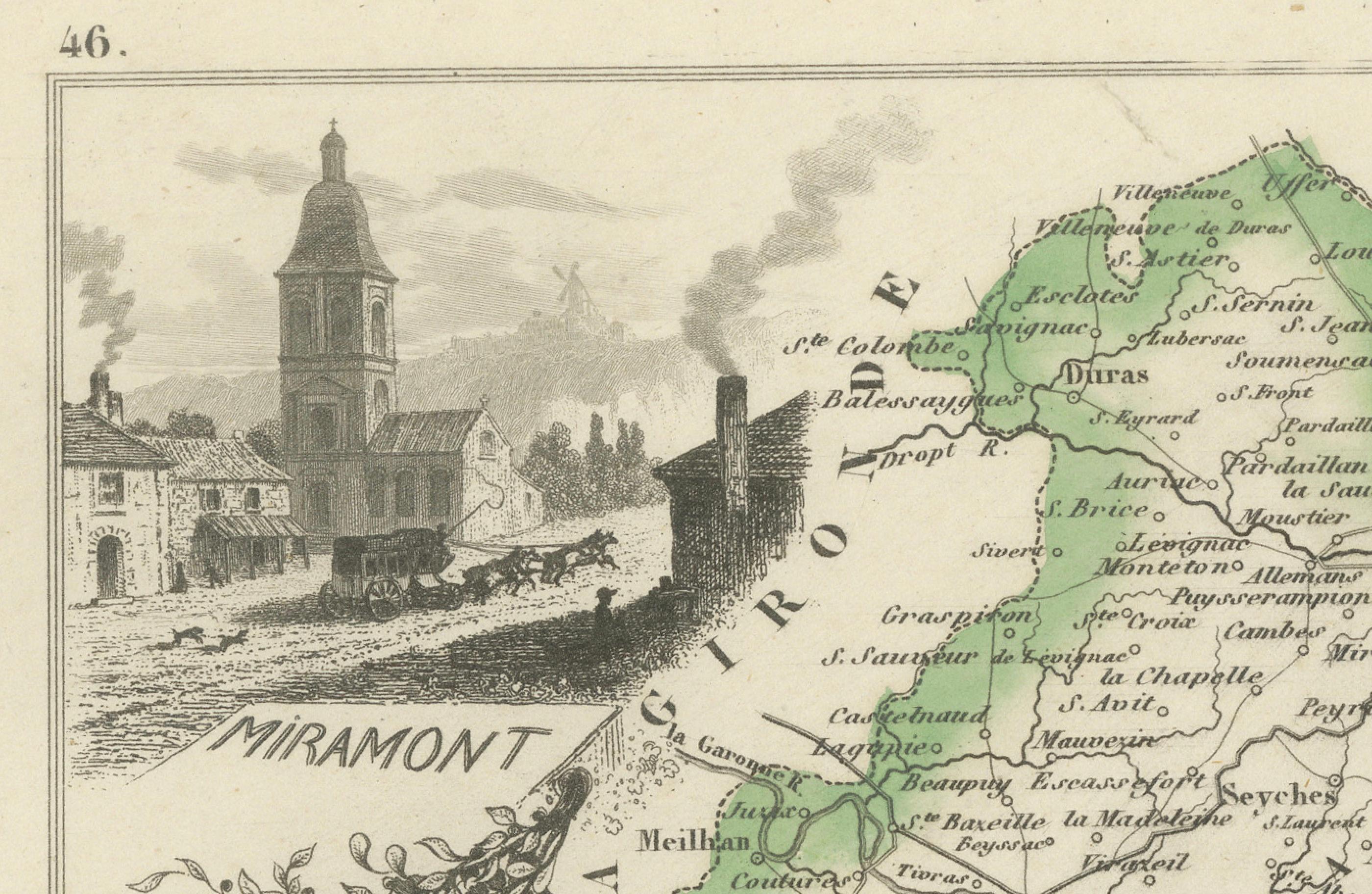 Carte départementale ancienne - Lot-et-Garonne, France par Levasseur, c.1850 Bon état - En vente à Langweer, NL