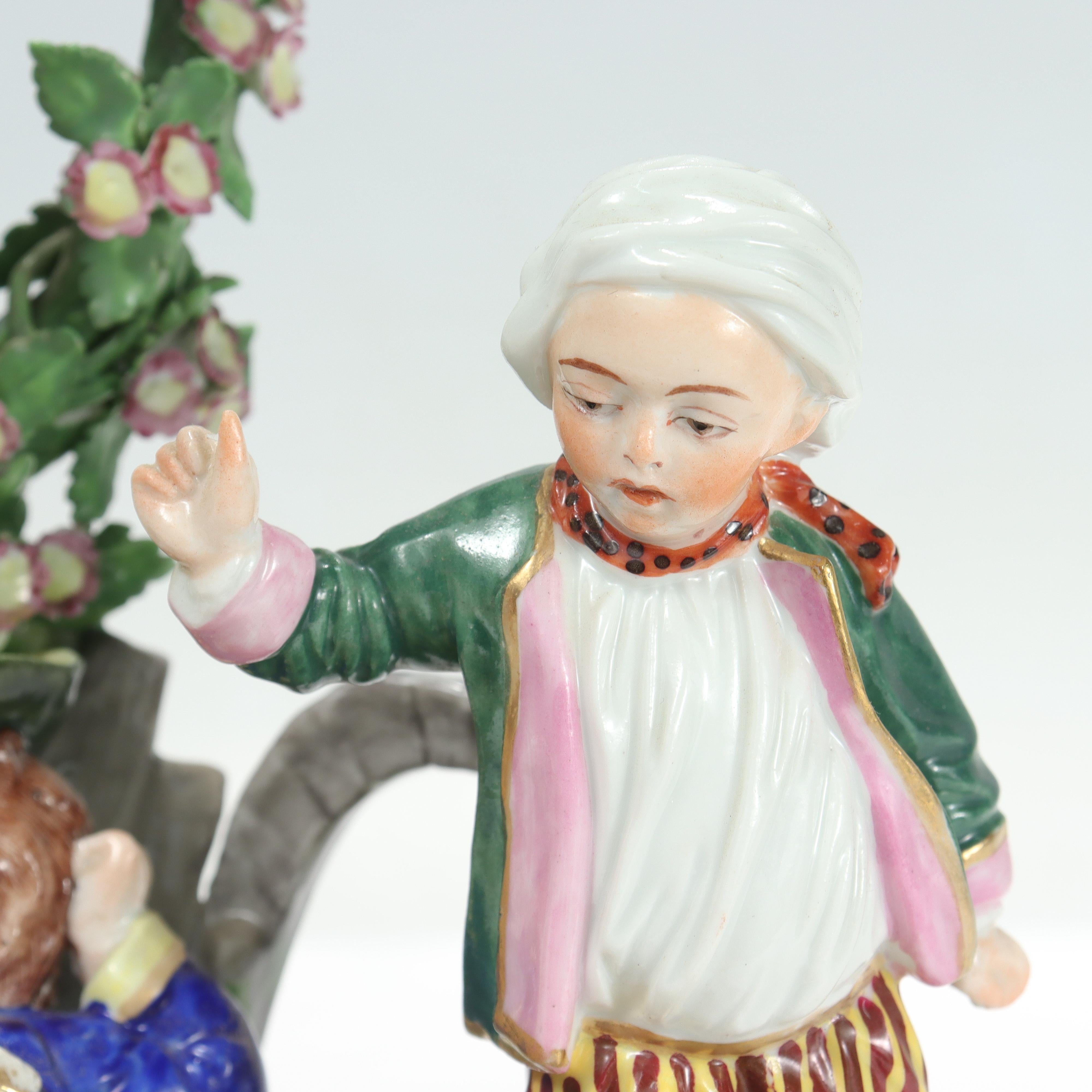Antique Derby English Porcelain Figure of Children in a Garden For Sale 3