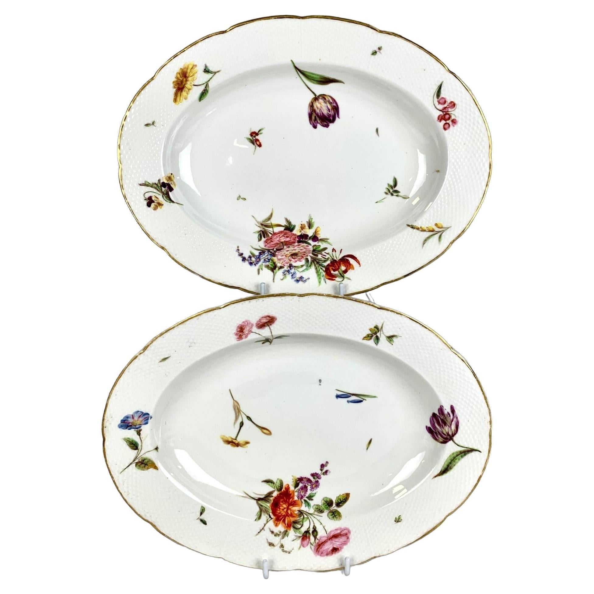 Platos Derby Antiguos Estilo Meissen Pintados a Mano Inglaterra Circa 1810