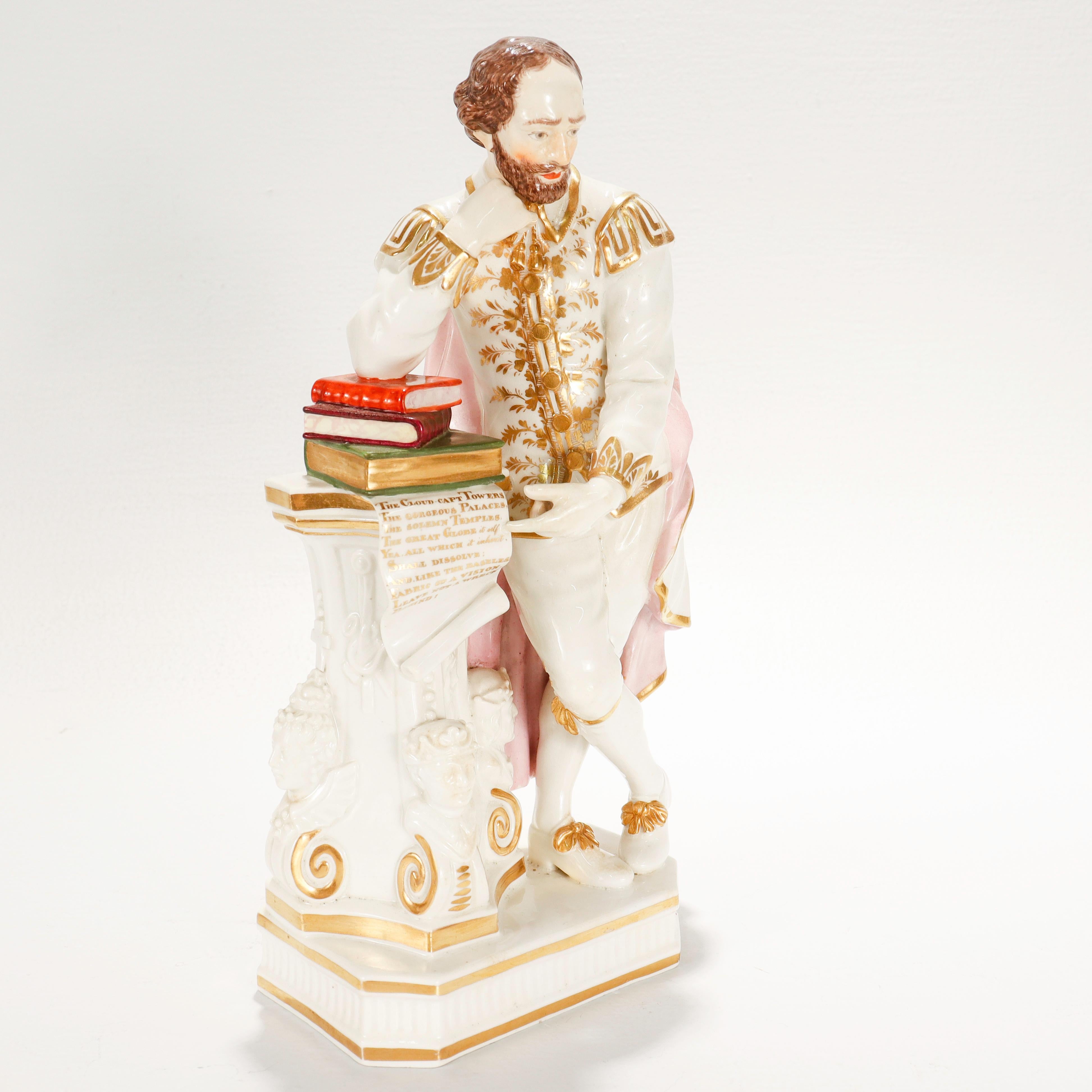 Antique Derby Porcelain Figurine of William Shakespeare Model No. 305 In Good Condition For Sale In Philadelphia, PA
