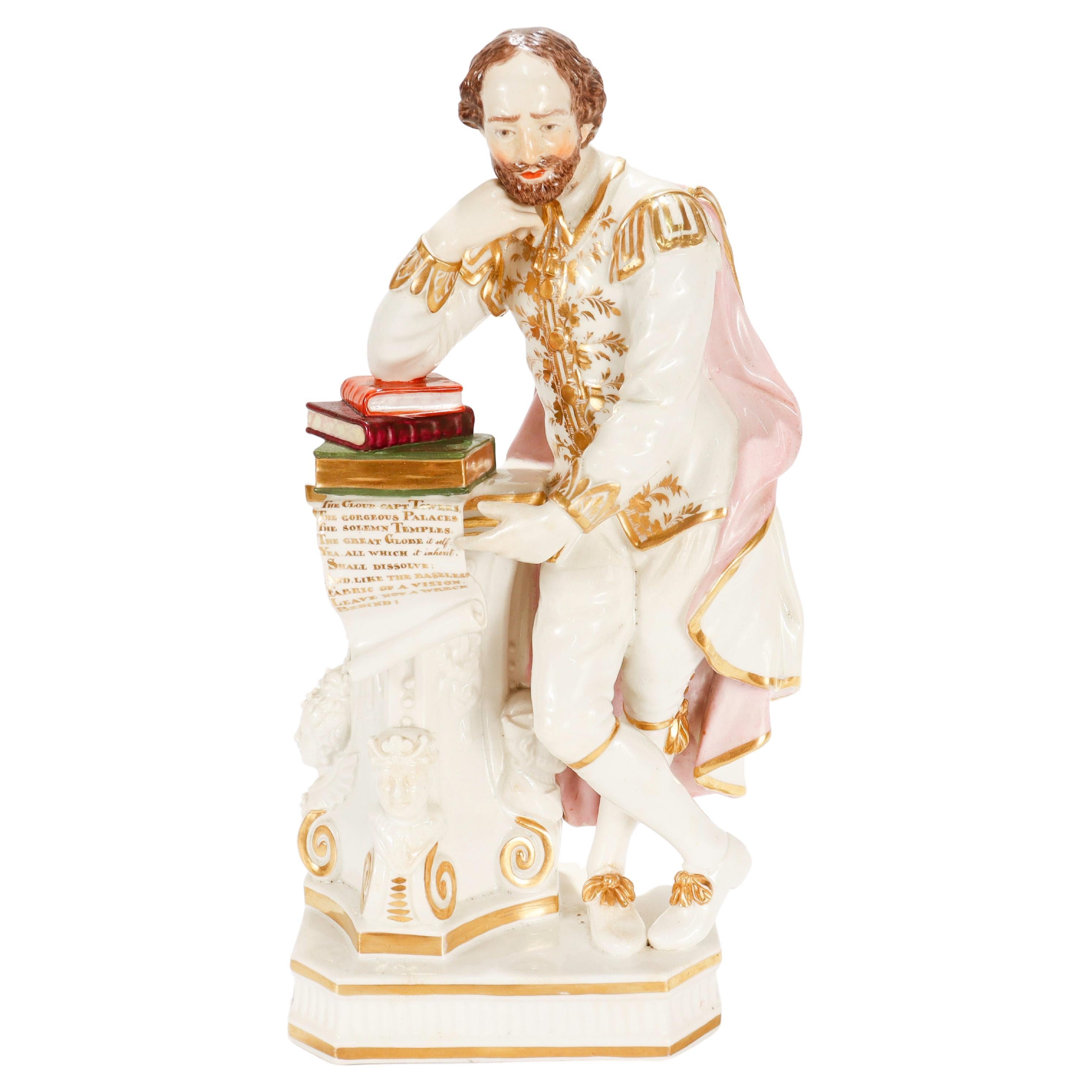 Figurilla antigua de porcelana Derby de William Shakespeare Model No. 305 en venta