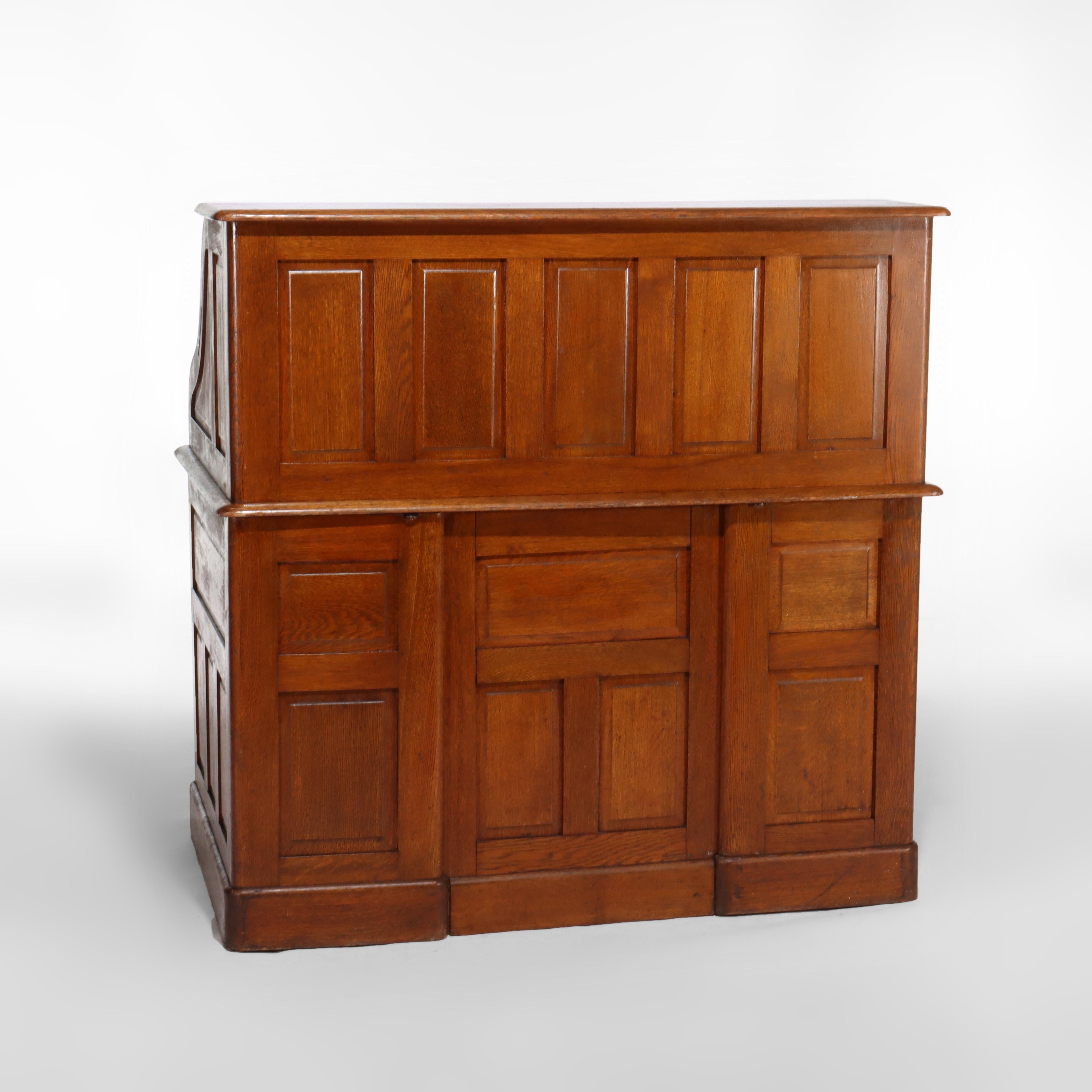 Antique Derby School Oak Paneled Roll Top Desk C1900 For Sale 7