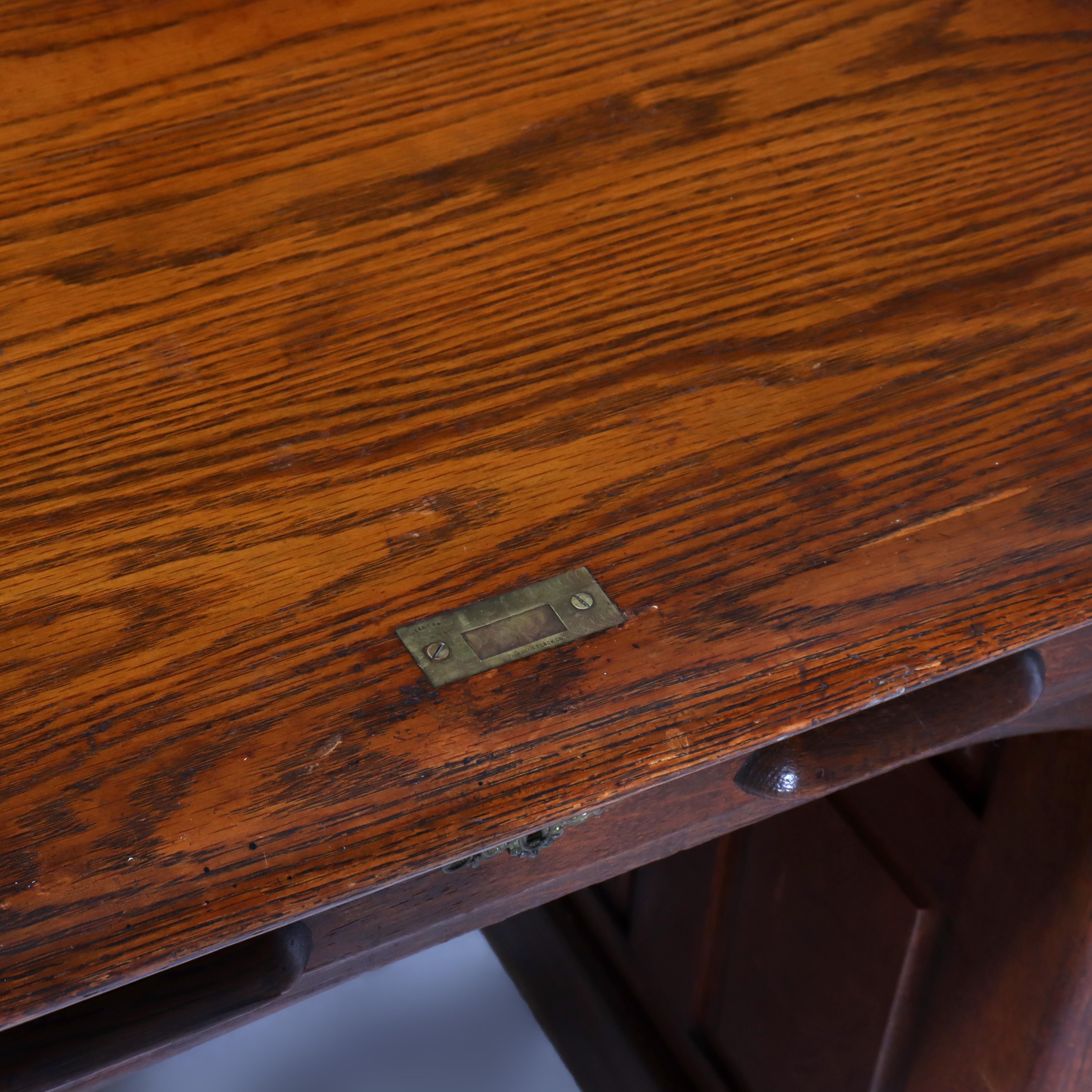 Antique Derby School Oak Paneled Roll Top Desk C1900 For Sale 11