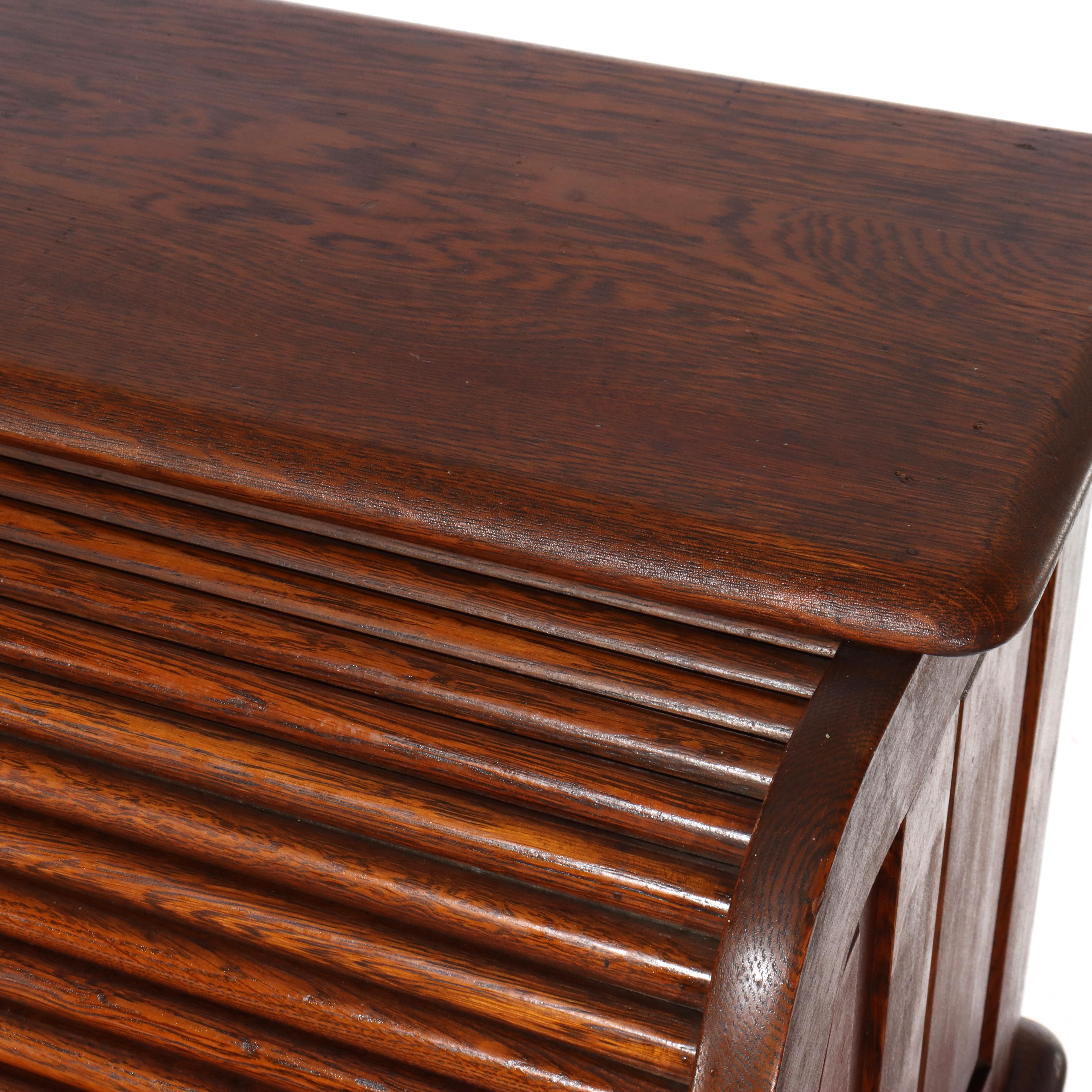 Antique Derby School Oak Paneled Roll Top Desk C1900 For Sale 1
