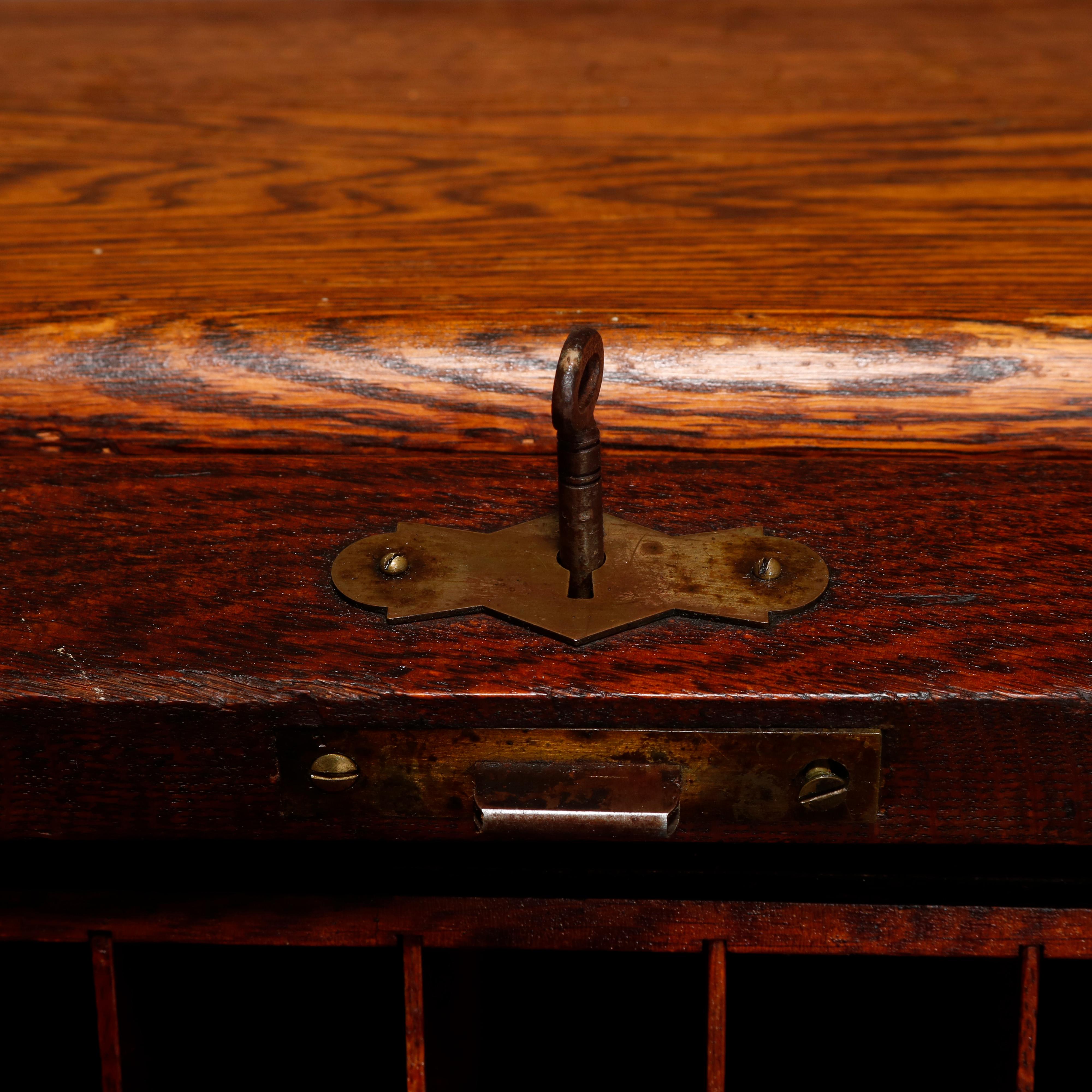 Antique Derby School Oak S-Roll Top Desk with Reeded Side Column, circa 1900 8