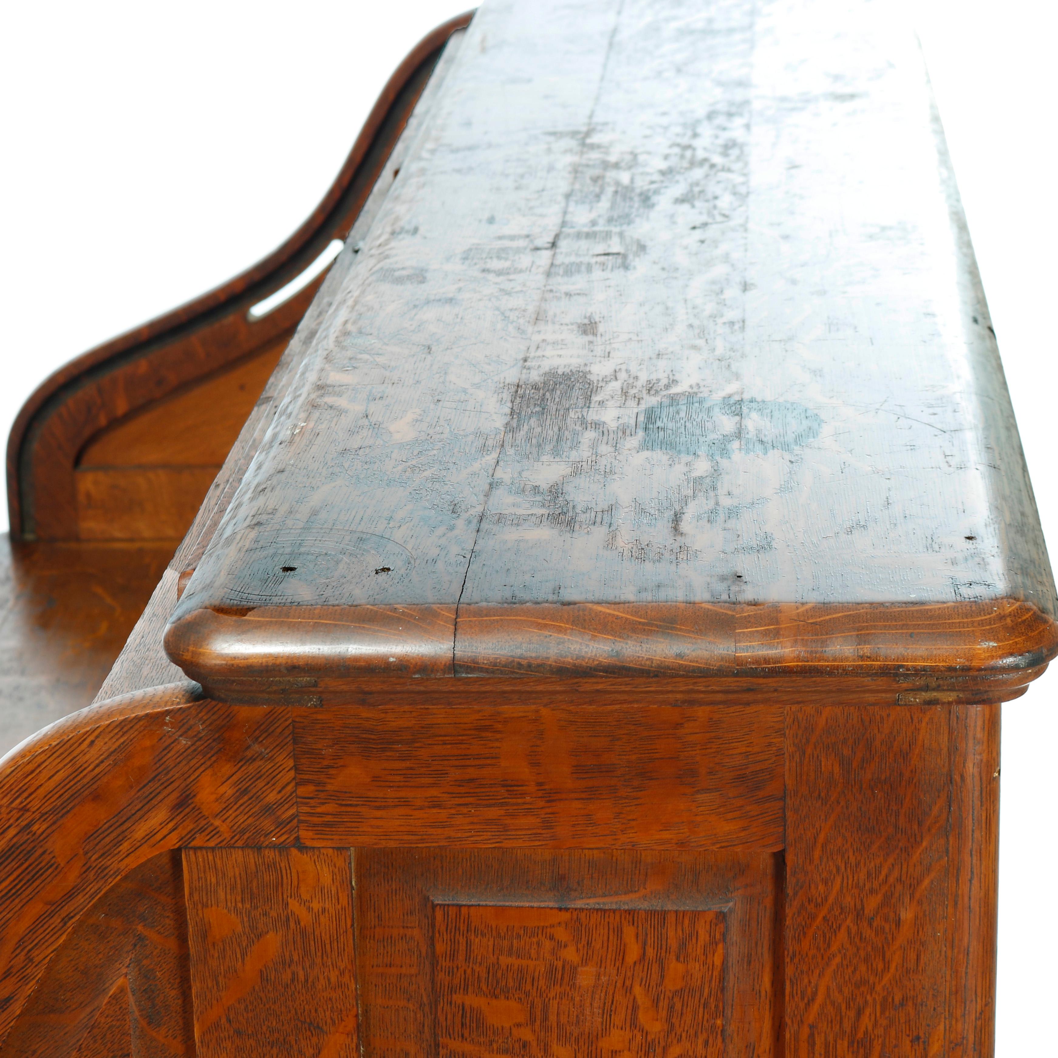 20th Century Antique Derby School Paneled Oak Roll Top Desk with Full Interior, C1900 For Sale