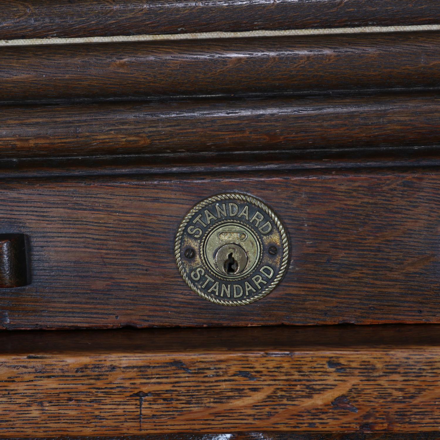 Antique Derby Style Oak Paneled Roll Top Desk by Standard, circa 1900 5