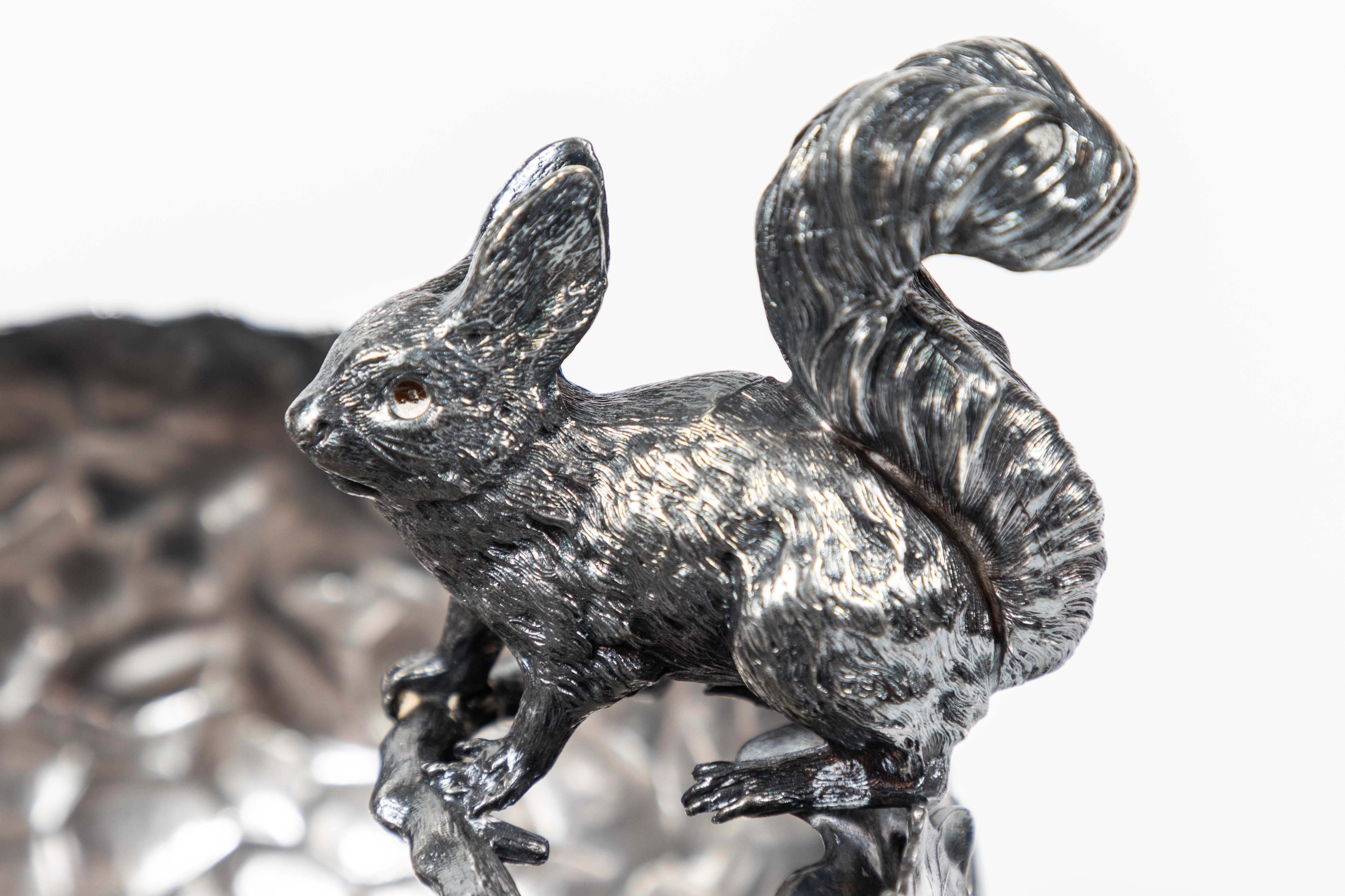 Antique Derby Victorian Silver Plate Squirrel Nut Dish 3