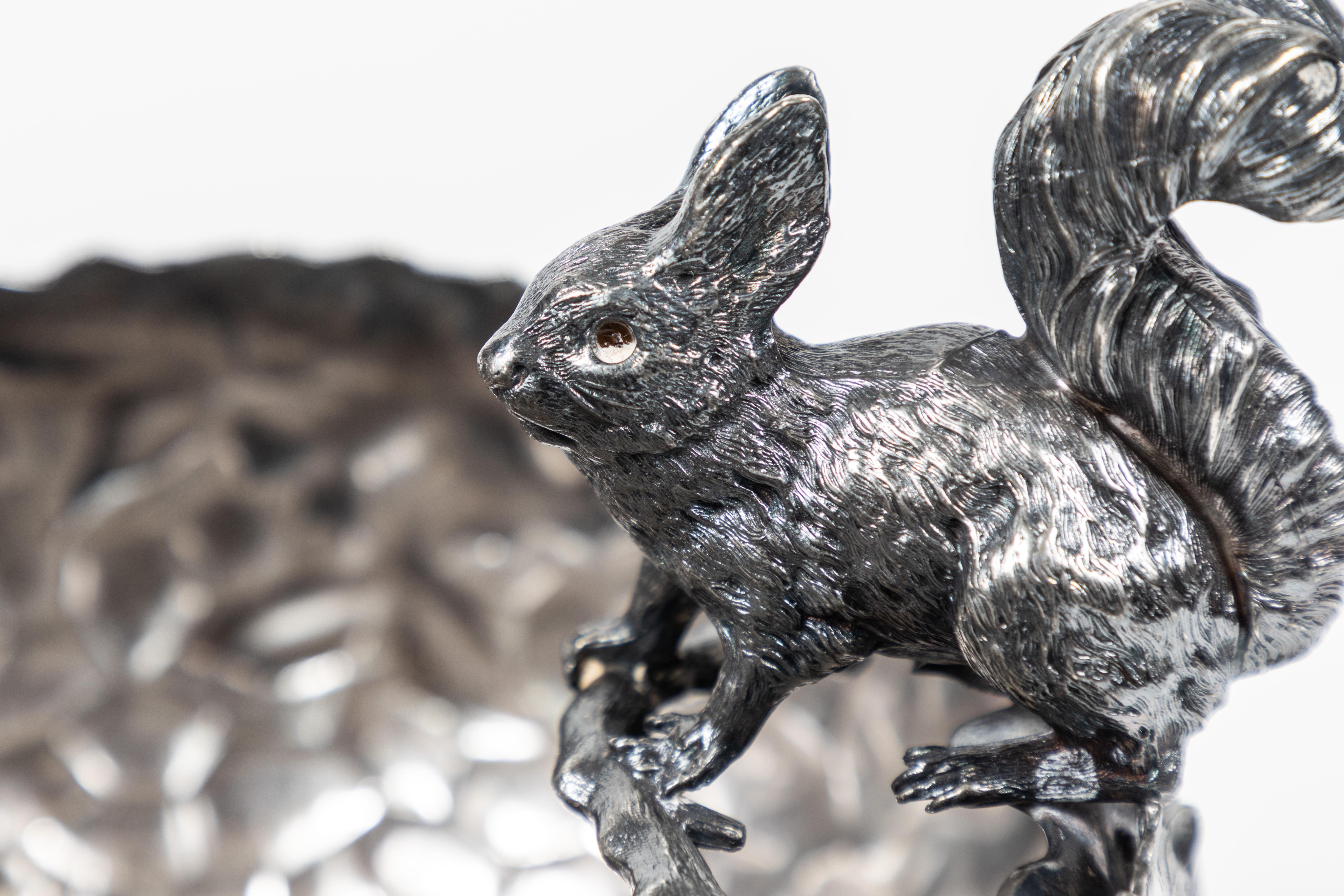 Antique Derby Victorian Silver Plate Squirrel Nut Dish In Good Condition In Pasadena, CA