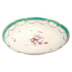 Antique Derby William Duesbury Era English Porcelain Turquoise Border Fruit Bowl