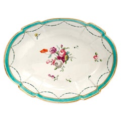 Antique Derby William Duesbury Era English Porcelain Turquoise Border Fruit Bowl
