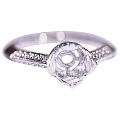 Antique Design Diamond Engagement Ring with Beading, Filigree and Engraving