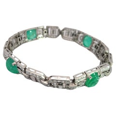 Antikes Design Platin 7,60 Karat Diamant / 14,0 Karat Smaragd Armband