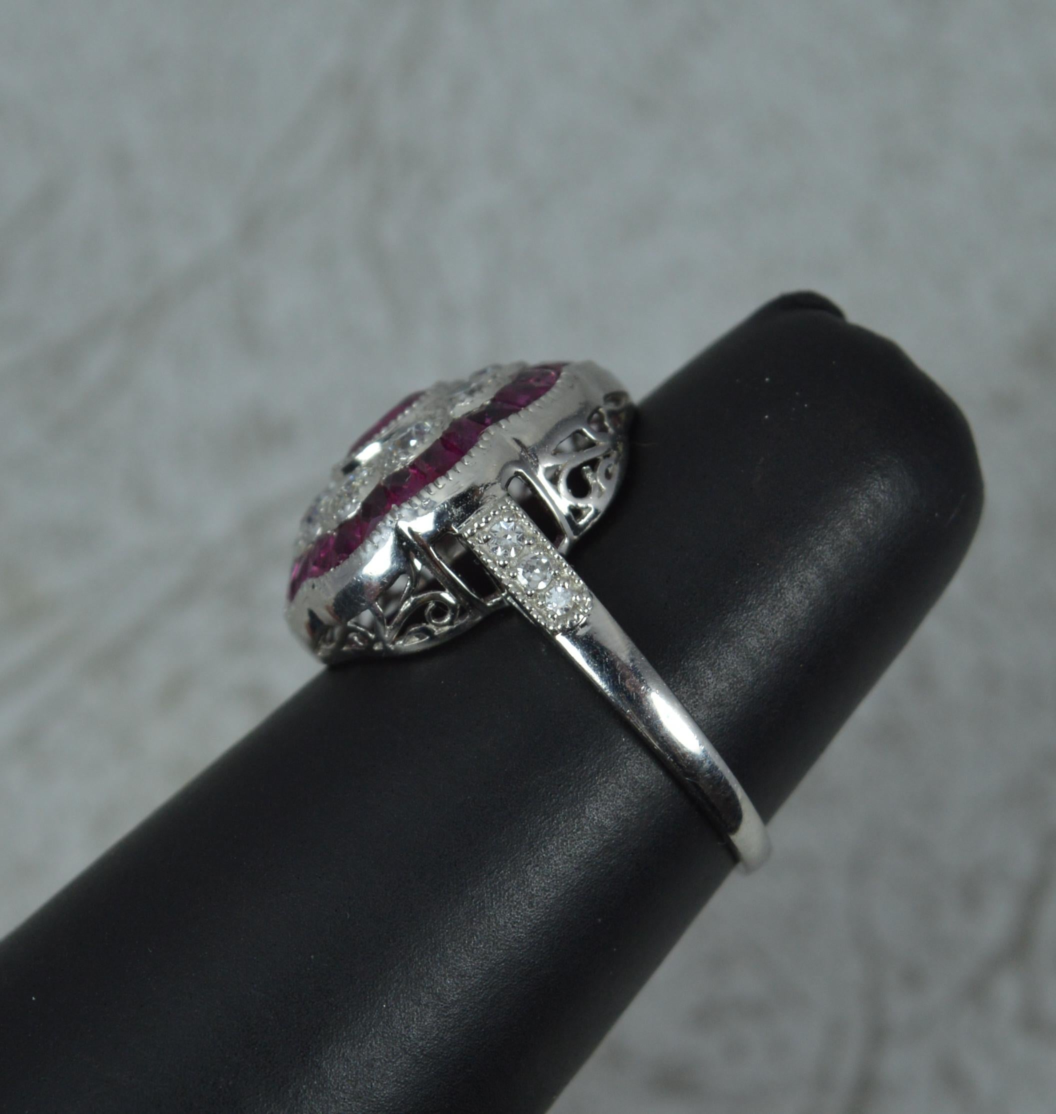 Antique Design Ruby and Old Cut Diamond 18ct White Gold Cluster Ring 2