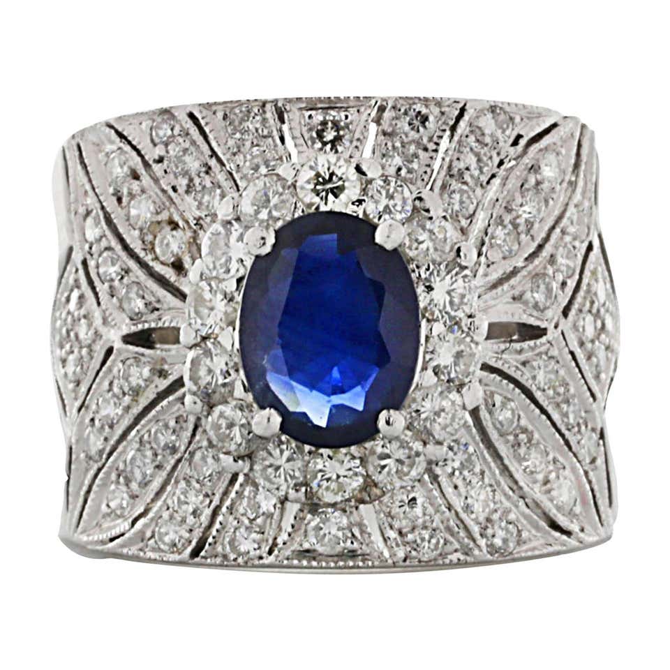 Fine Antique Diamond and Sapphire Ring at 1stdibs
