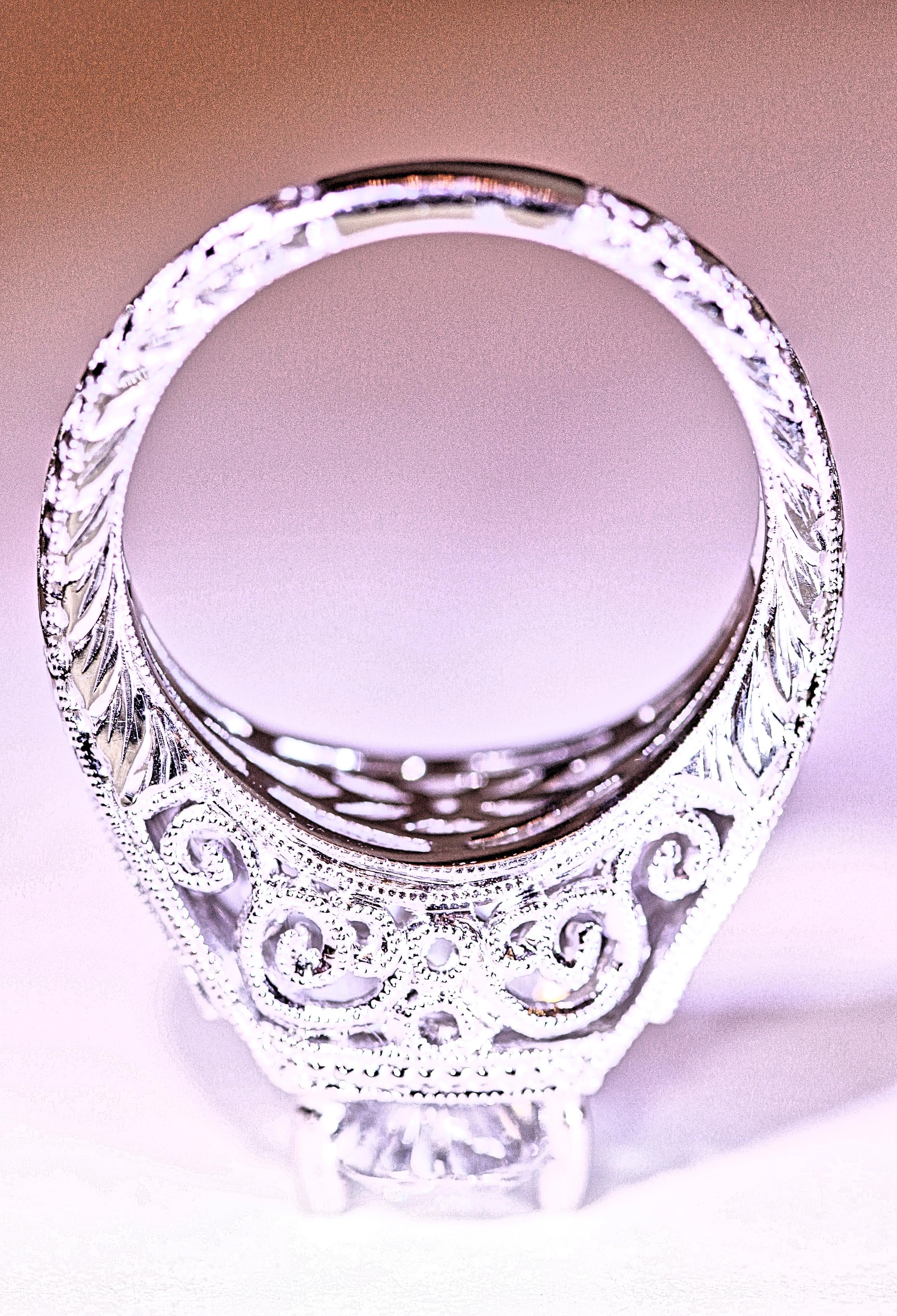 Antique Design Semi Mount for Ring or Cocktail Ring 14 Karat White Gold For Sale 1