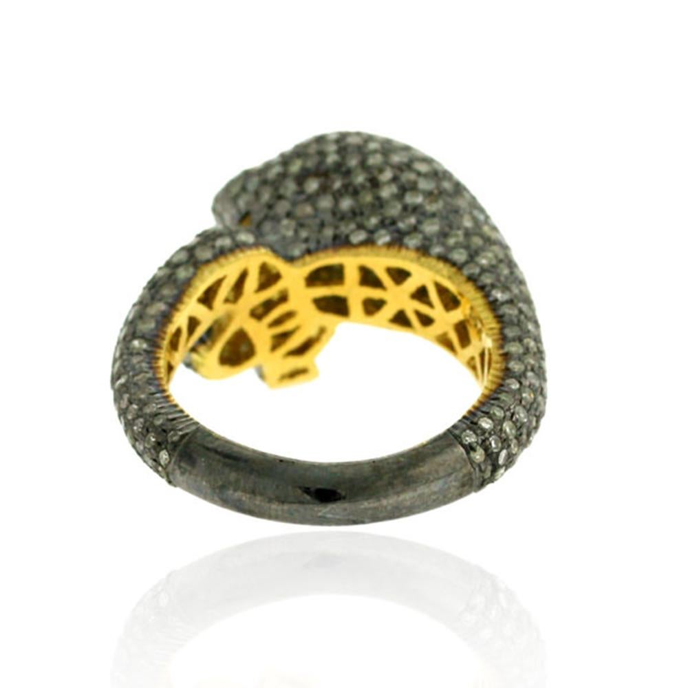 Art déco Bague en forme de serpent de conception ancienne avec rubis et diamants pavés en vente