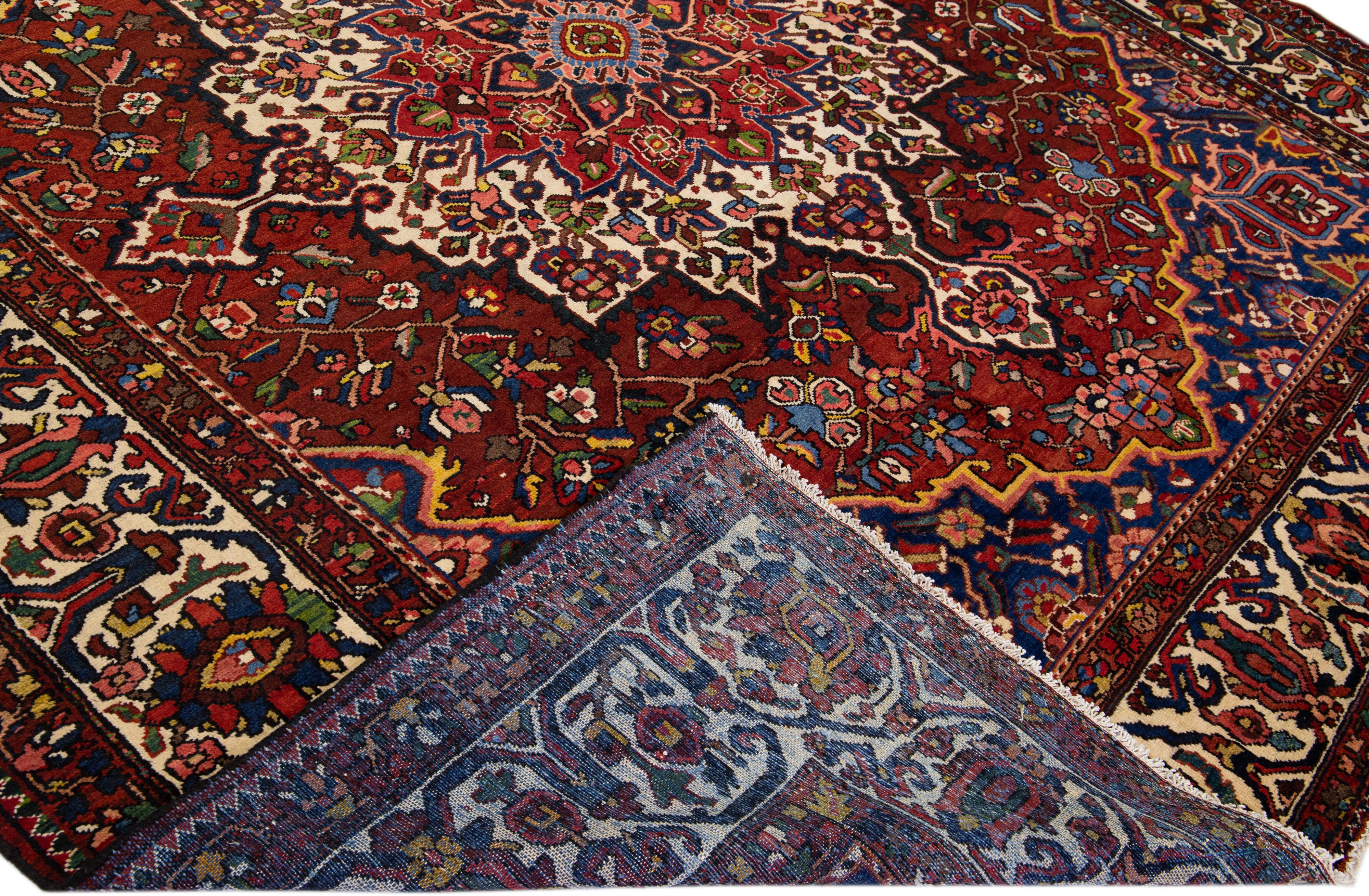 20th Century Antique Designed Persian Bakhtiari Wool Rug with Multicolor Motif For Sale