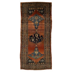 Antique Designed Persian Bidjar Gallery Wool Rug Handmade In Rust Color