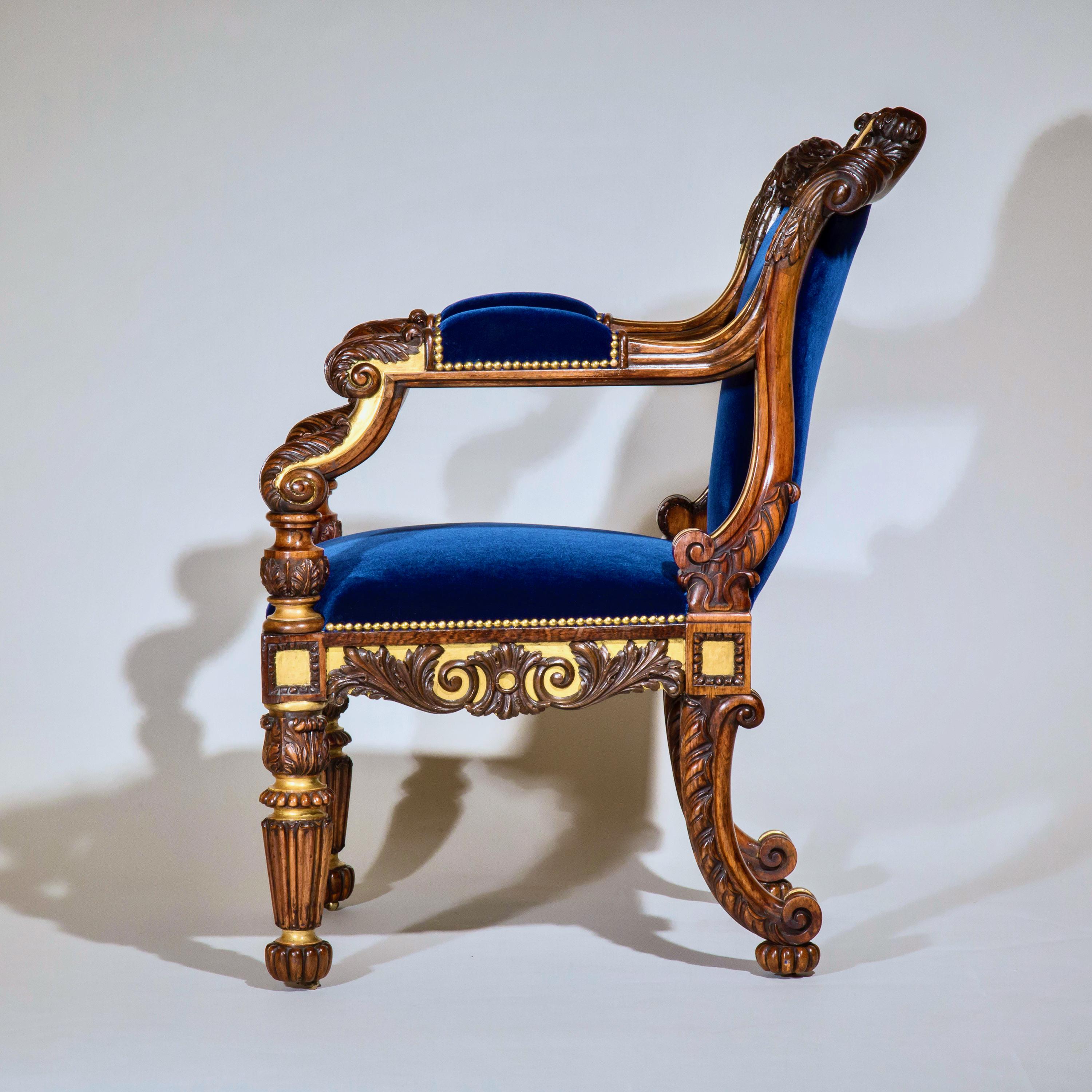 A fine quality early 19th century Regency, George IV period open armchair, attributed to Gillows of Lancaster and London.

English, circa 1825.

Illustrated: 

British Furniture: 1820 to 1920: The Luxury Market, Fig.1.23, page 31.

Why we like