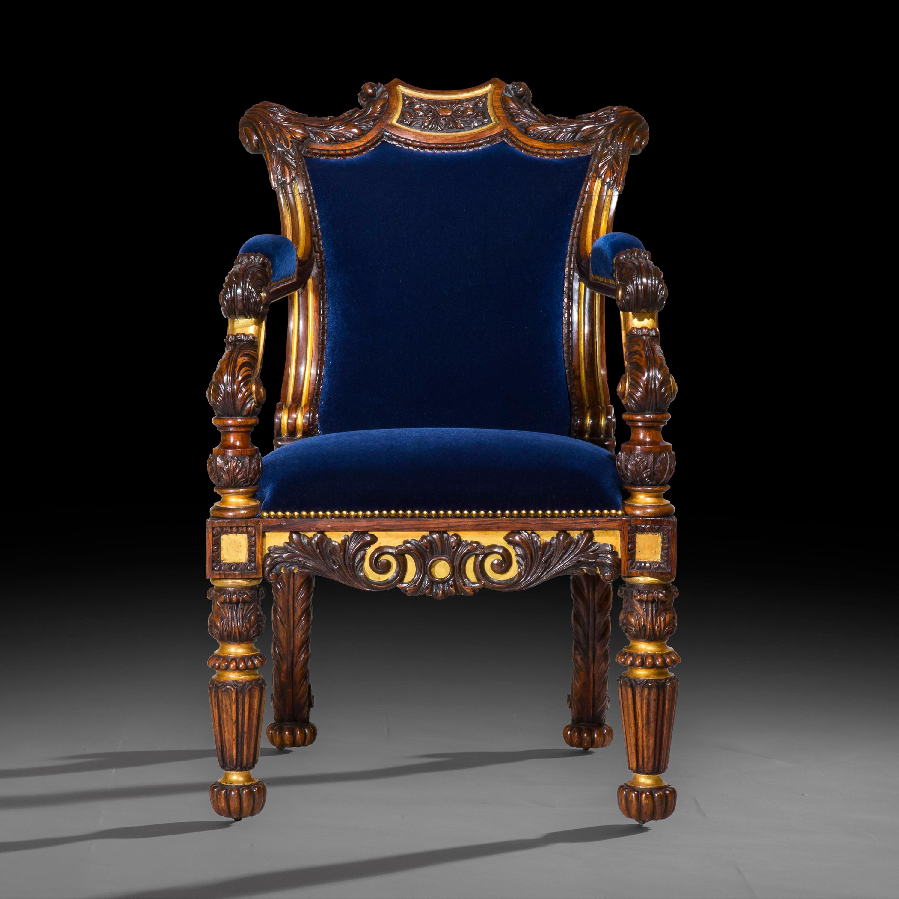 Hand-Carved Early 19th Century Armchair attributed to Gillows For Sale