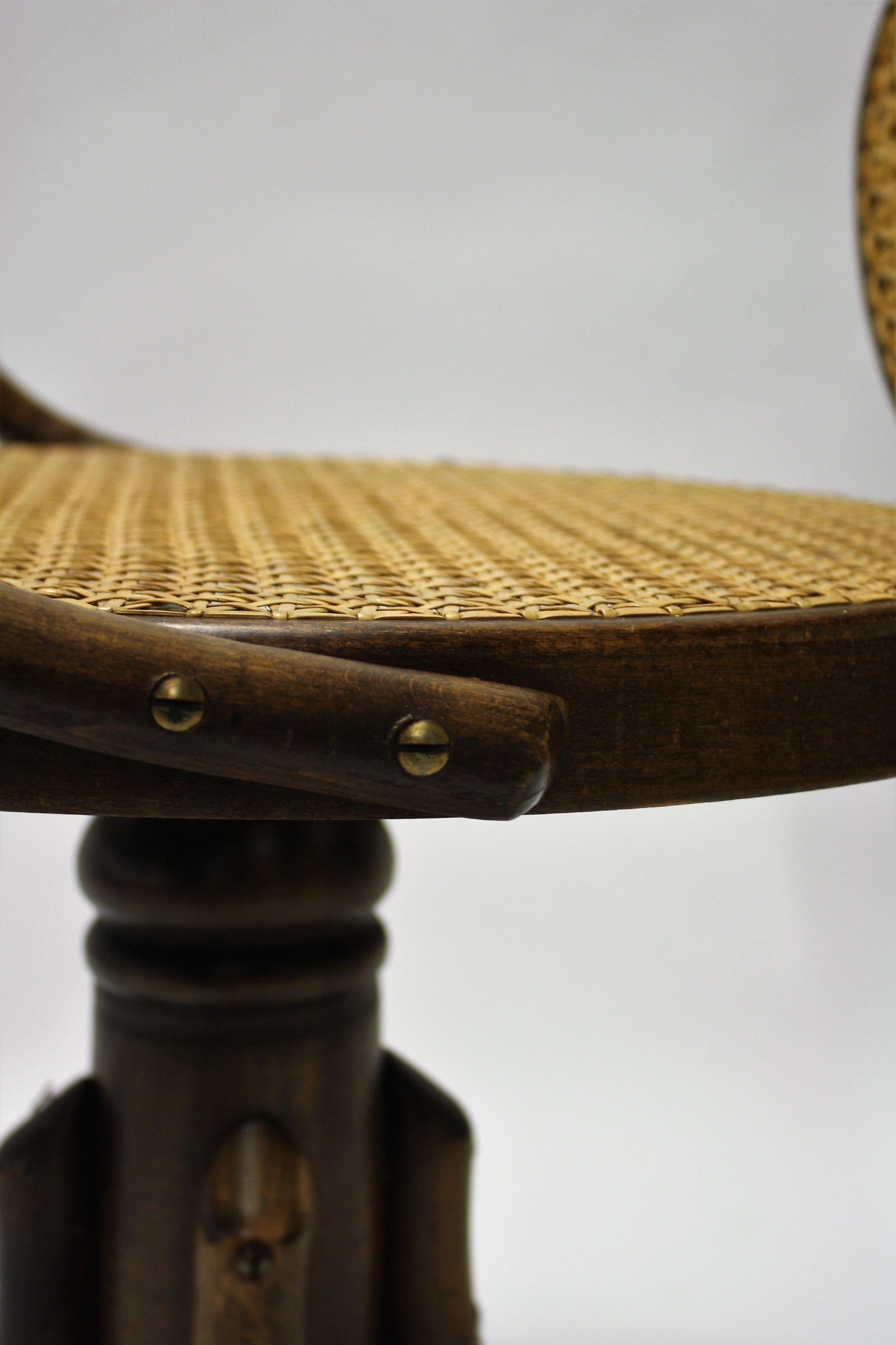 Cane Antique Desk Chair by Thonet, 1900s