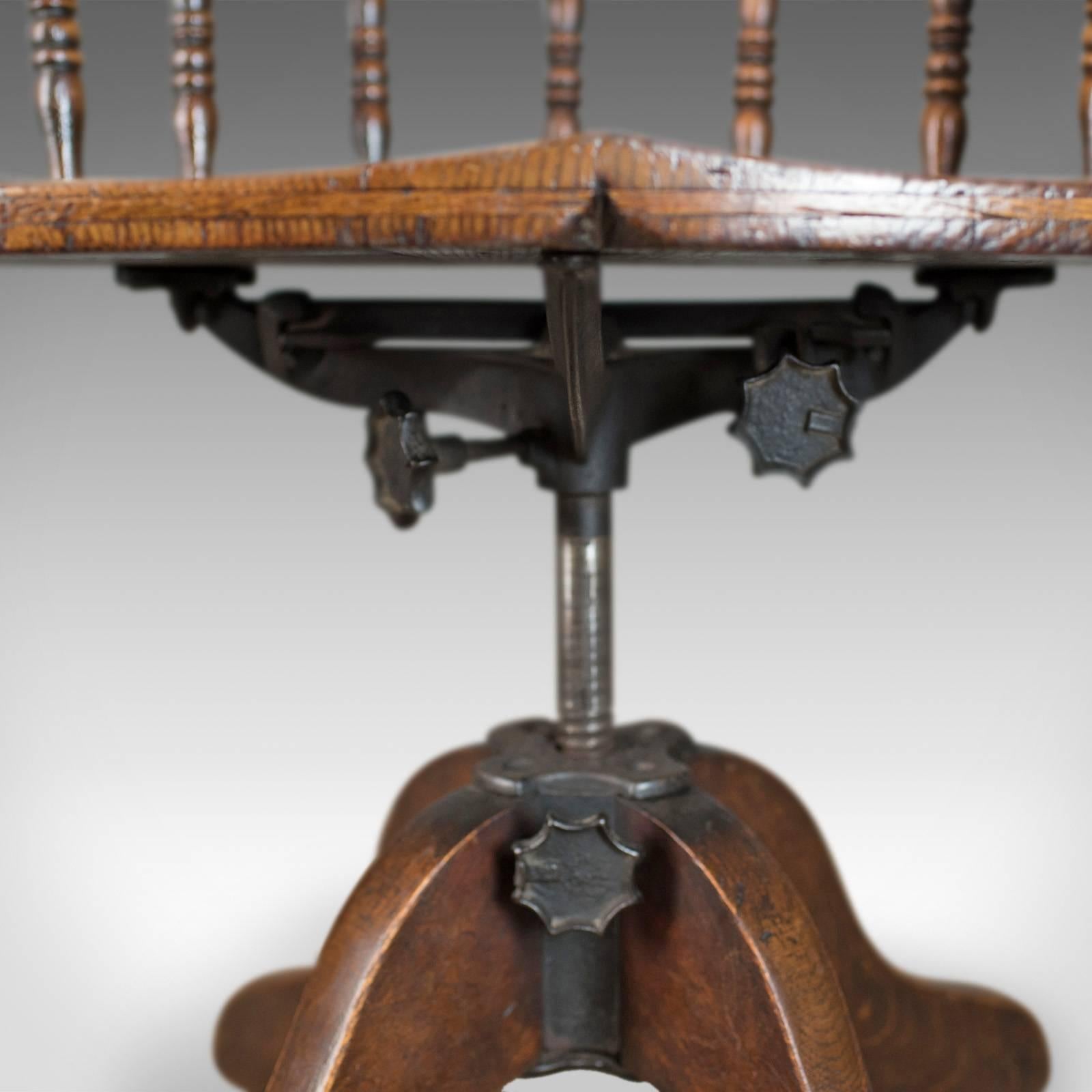 Antique Desk Chair, Victorian Captain's Armchair, Oak, Windsor, circa 1890 1