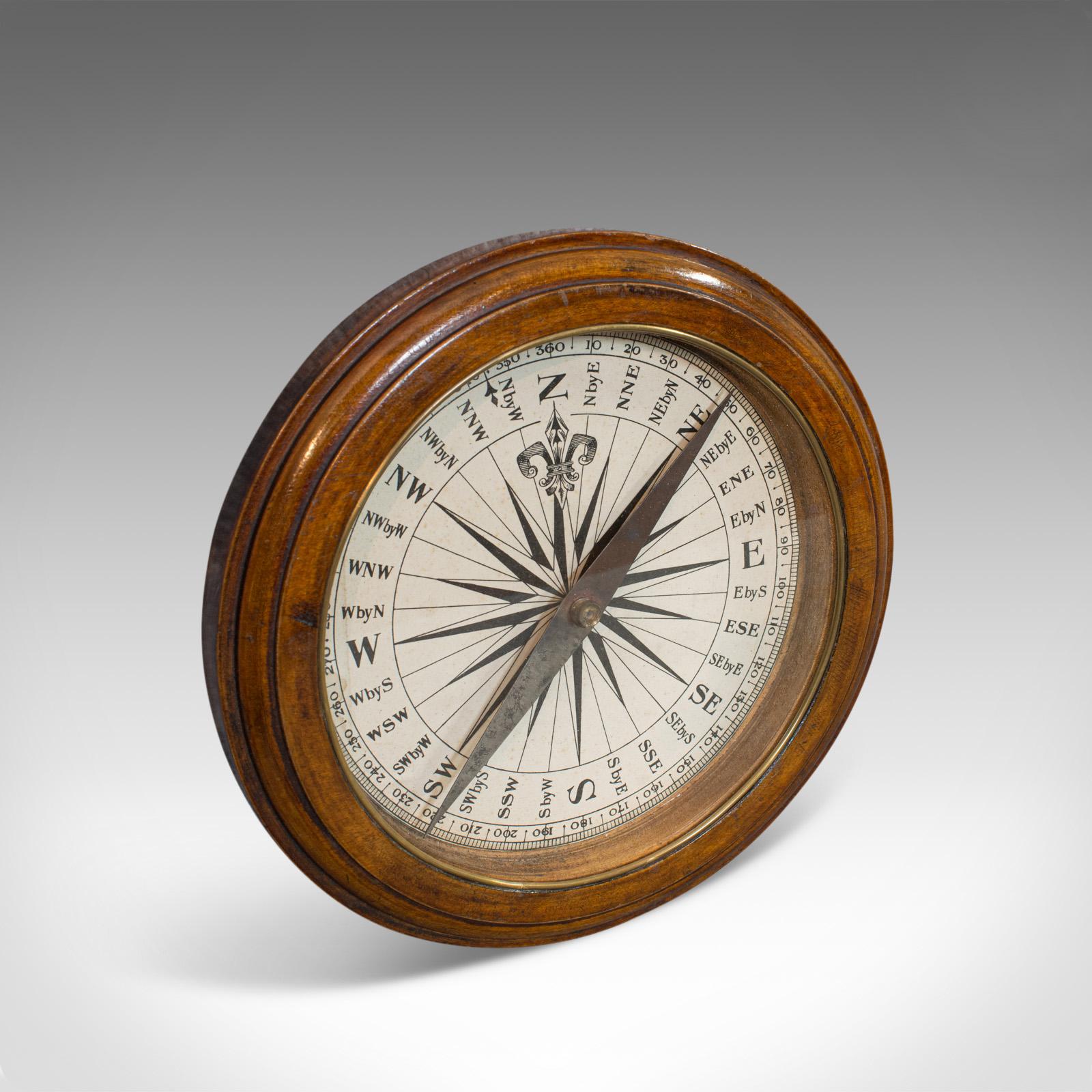 Antique Desk Compass, English, Oak, Maritime, Ship, Regency, circa 1830 2