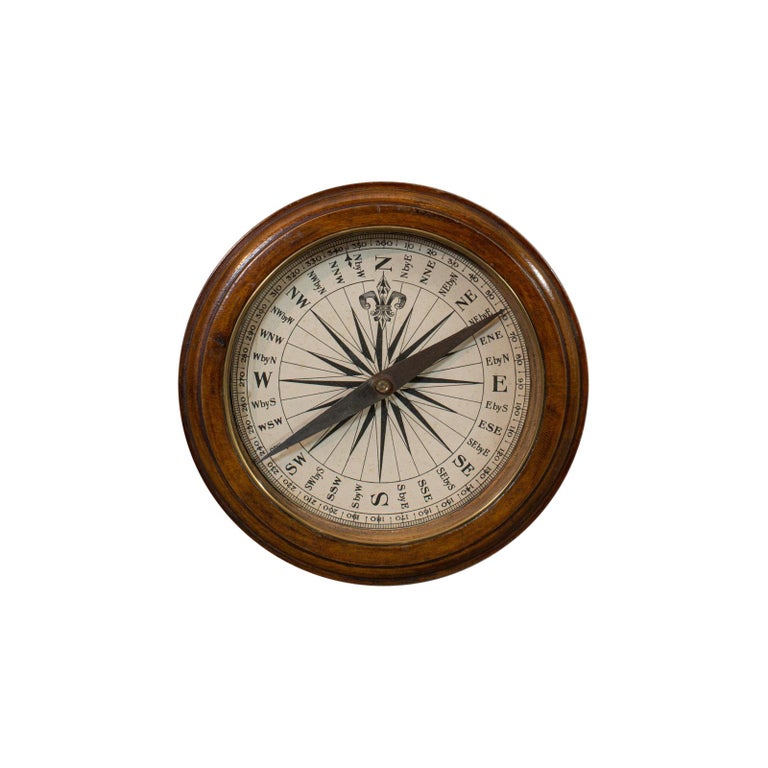 Antique Desk Compass English Oak Maritime Ship Regency Circa